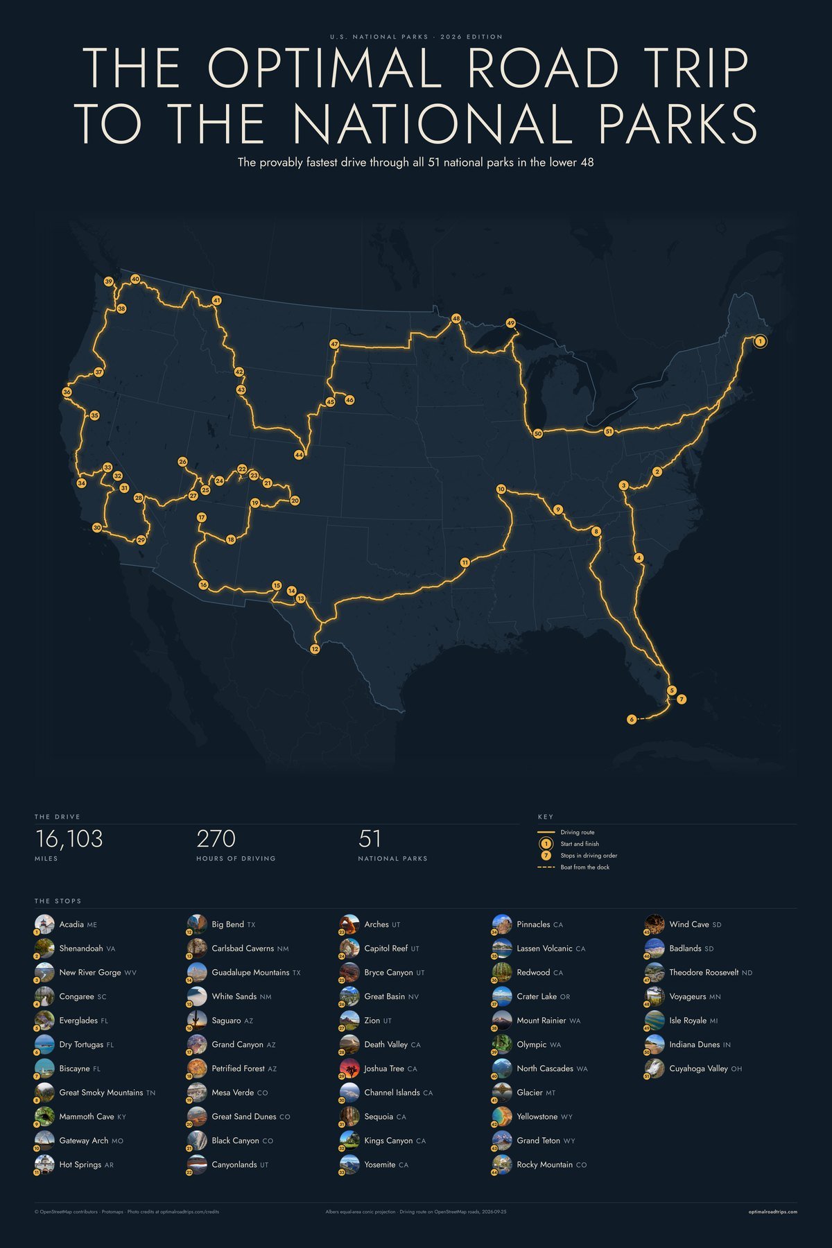 U.S. National Parks road trip (2026), Midnight, printable poster download product image (2)
