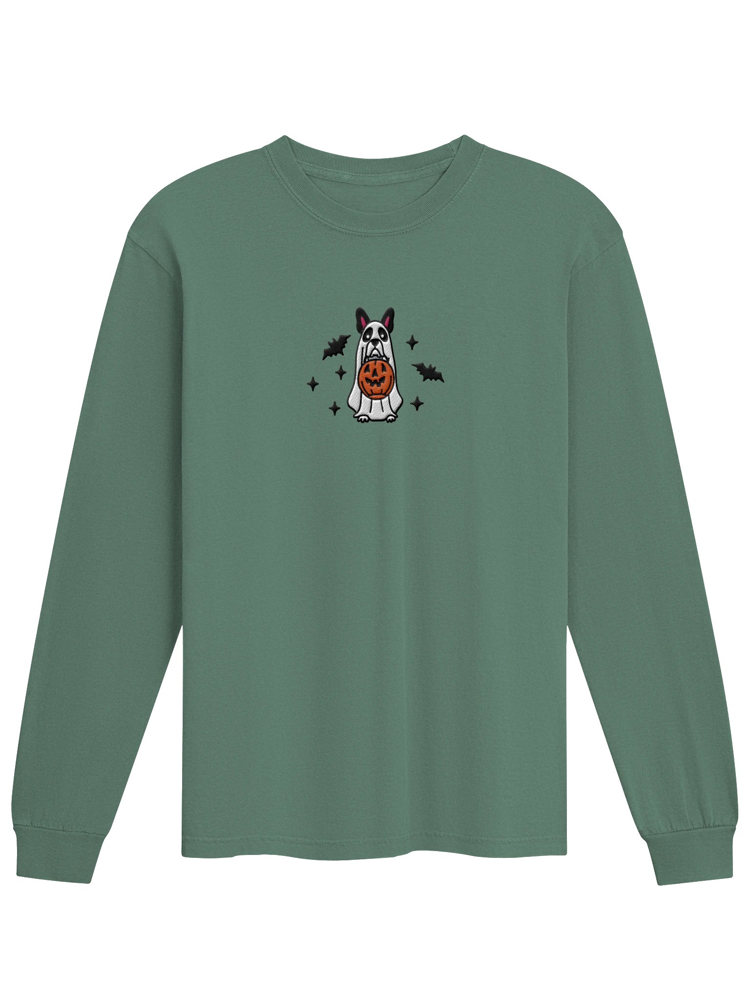 Halloween Boston Terrier(Black & White) Embroidered Long-sleeved T-Shirt product image (4)