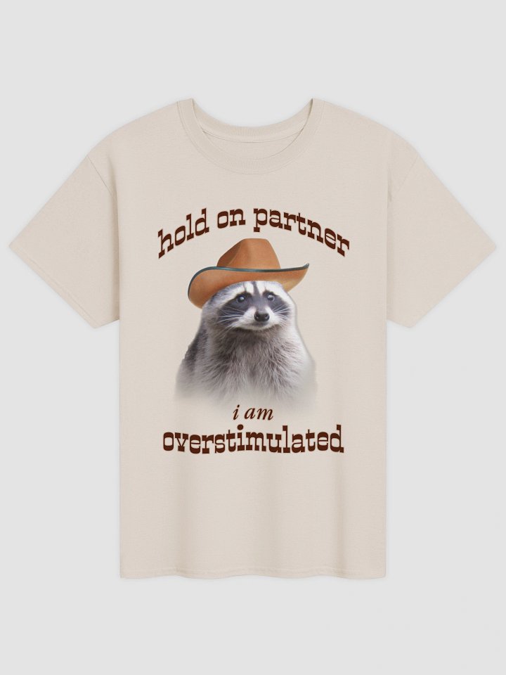 Hold On Partner I'm Overstimulated - Raccoon T-shirt product image (1)