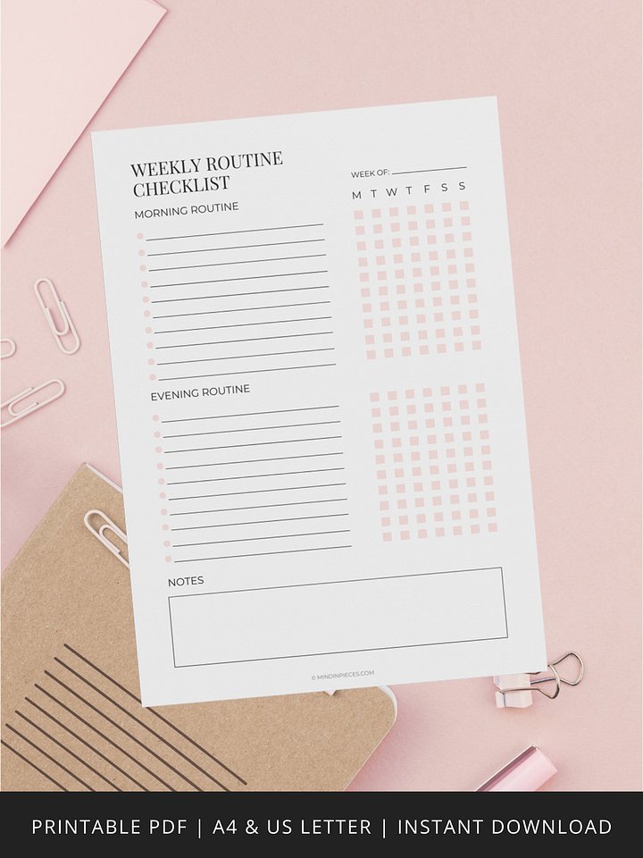Weekly Routine Checklist Printable Digital Download product image (1)