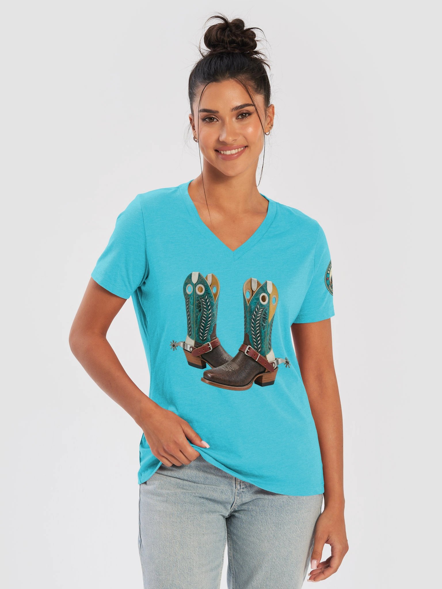 Turn & Burn Barrel Racing V-Neck T-Shirt | BROKEN RODEO™ product image (71)