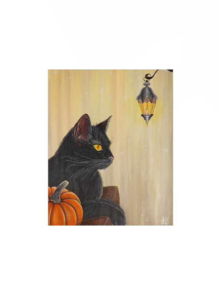 Black Cat & Lantern Original Art Print product image (1)