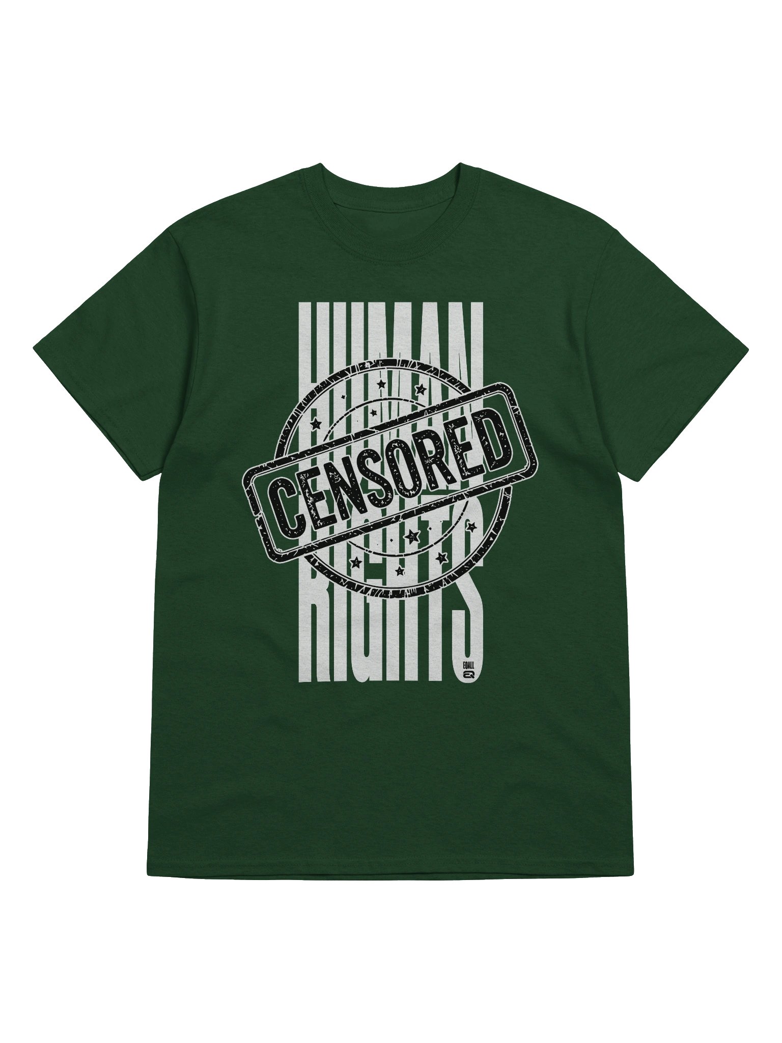 CENSORED Human Rights Heavyweight 100% Cotton T-Shirt_EQALL® Essentials Vibe_ Black / White product image (1)