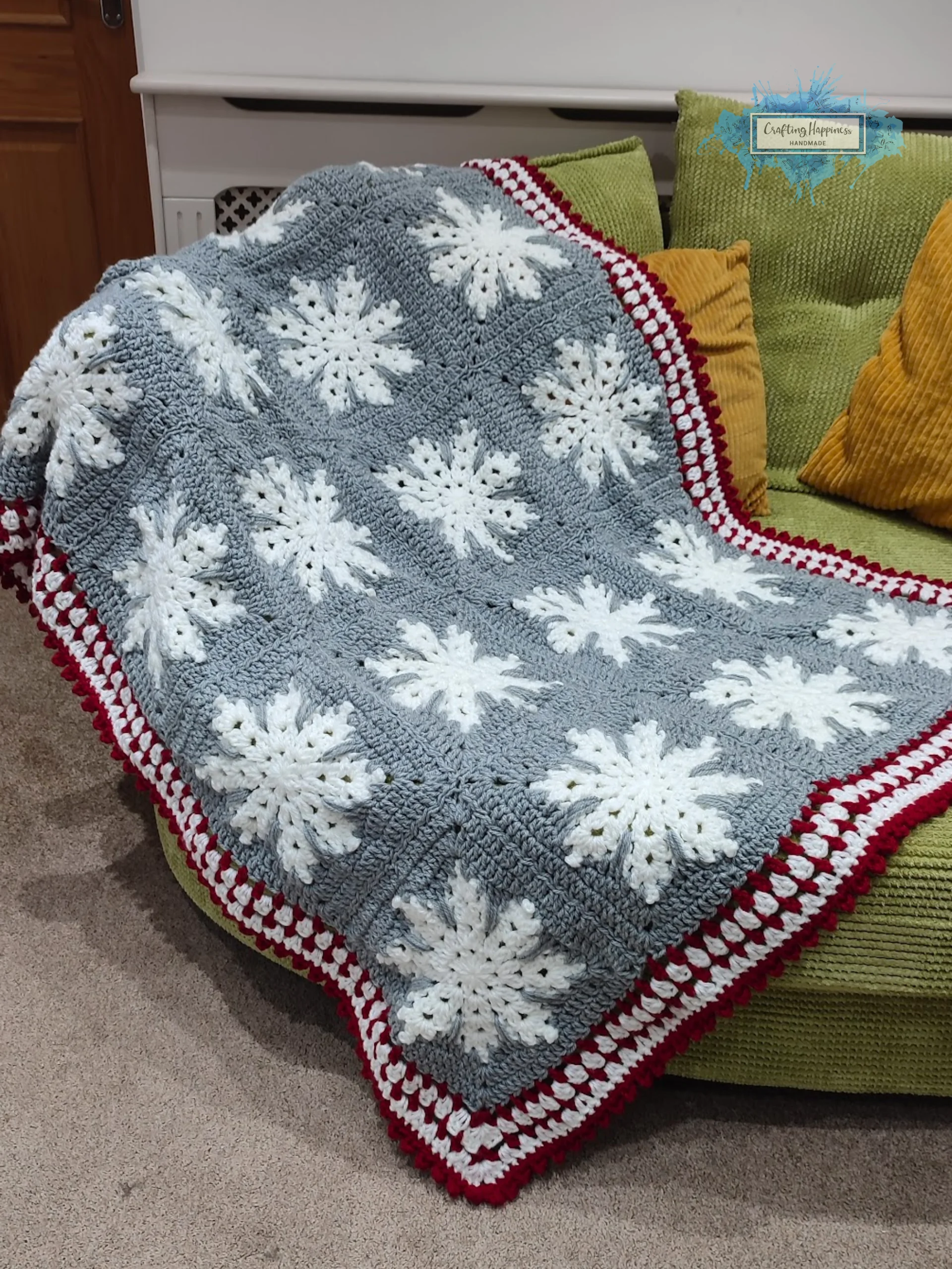 Winter Snowflake Crochet Afghan Pattern | Granny Square Blanket (PDF) product image (5)