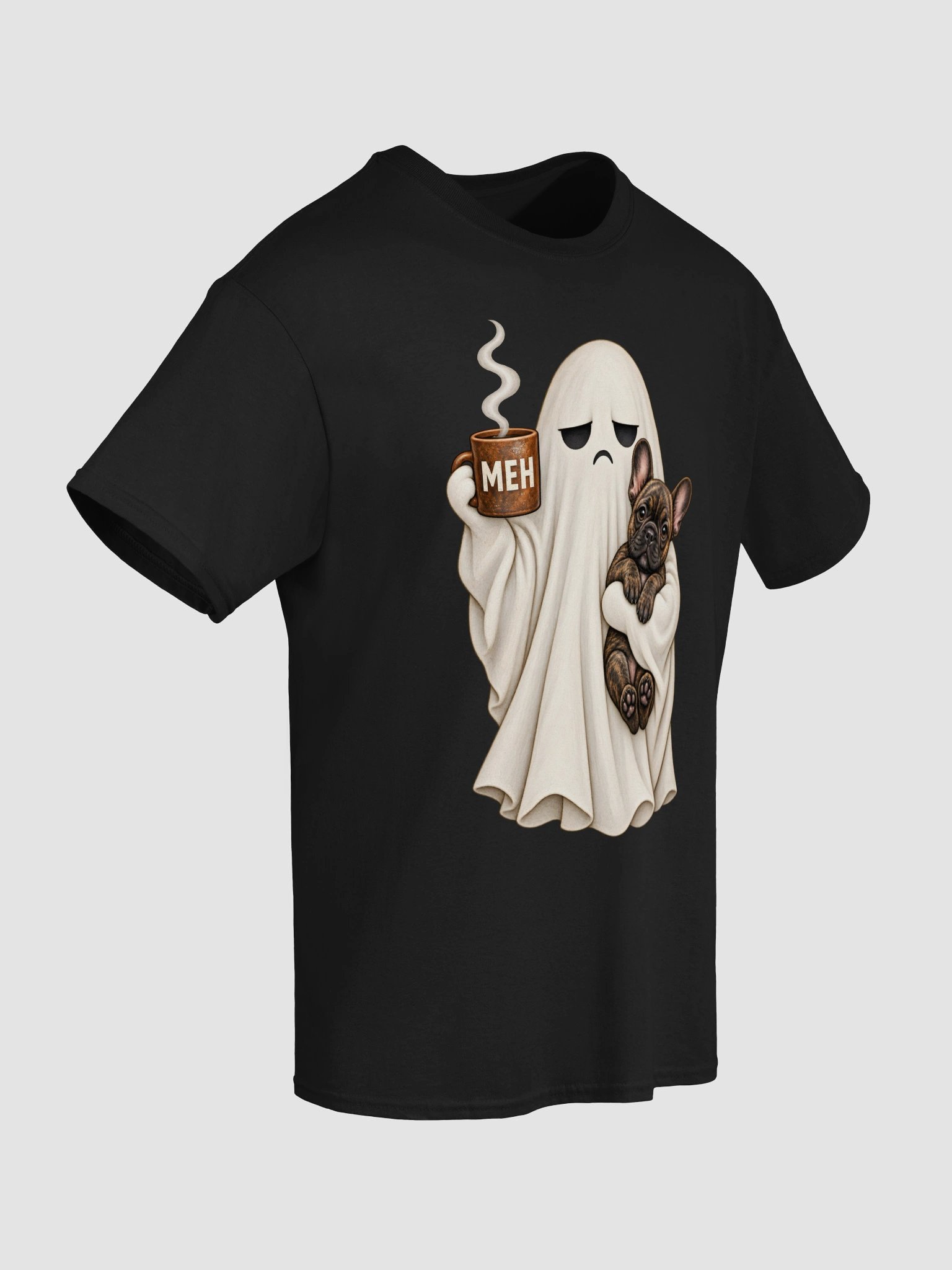 Funny French Bulldog Ghost Halloween Shirt - Cute Meh Coffee Spooky Frenchie Dog T-Shirt product image (5)