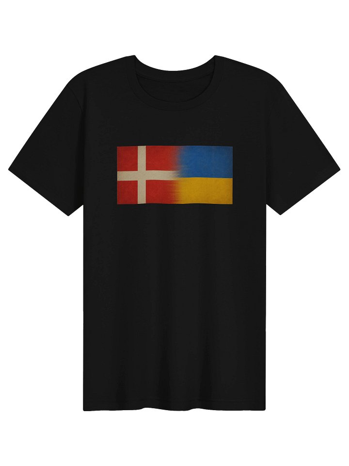 Woman Comfort T-shirt Support Ukraine-Denmark Flags, black product image (1)