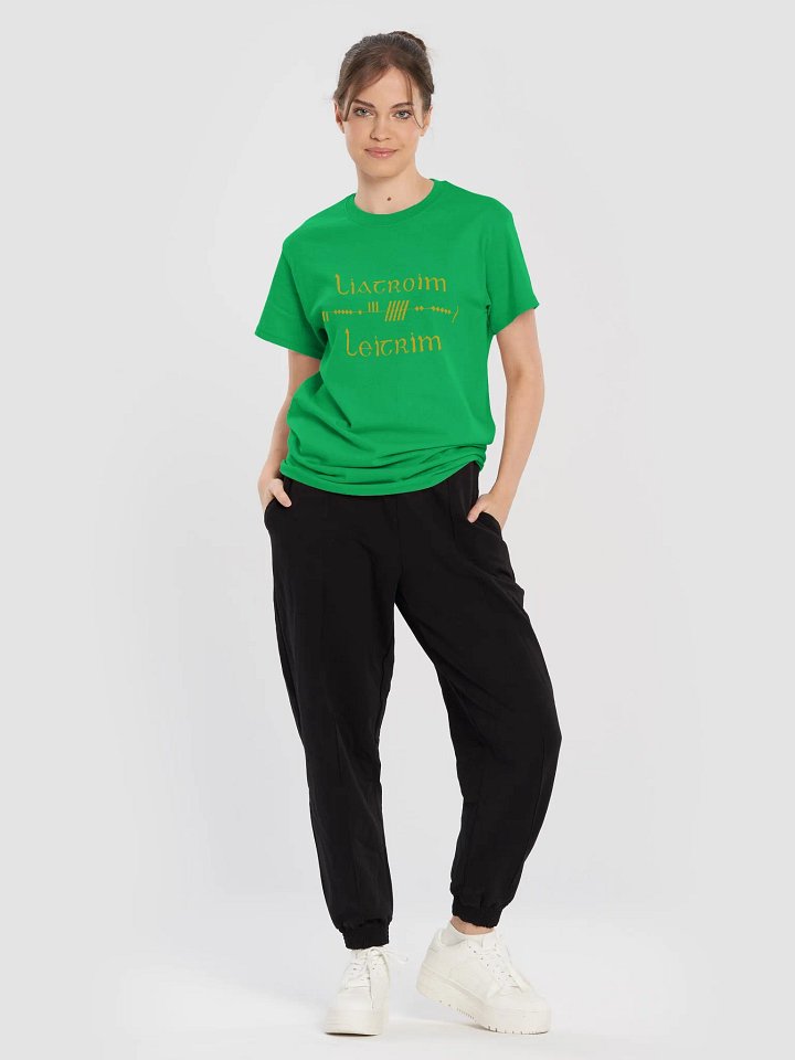 Leitrim/Liatroim Scholastic style Ogham green printed T-shirt product image (2)