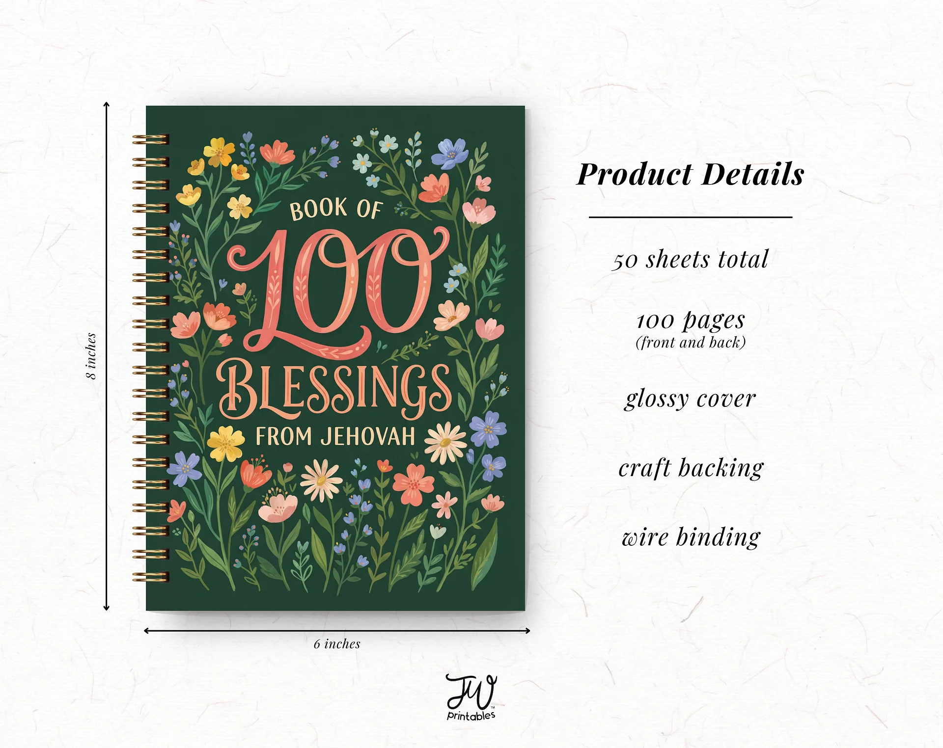 100 Blessings From Jehovah Prompted Journal product image (5)