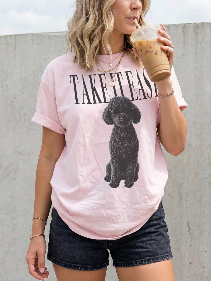 Take It Easy '90s Pop Vintage-Style T-Shirt for Miniature Poodle(Black) Owners product image (2)