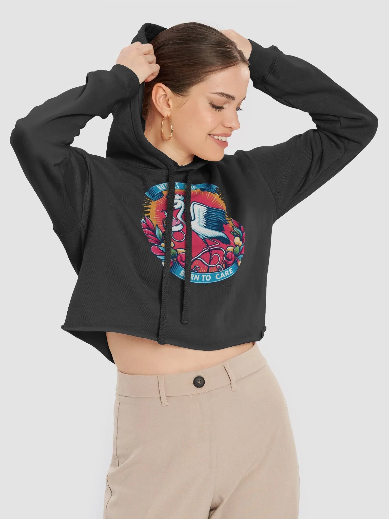 Stolk: Nurses Are Born to Care Crop Hoodie product image (18)
