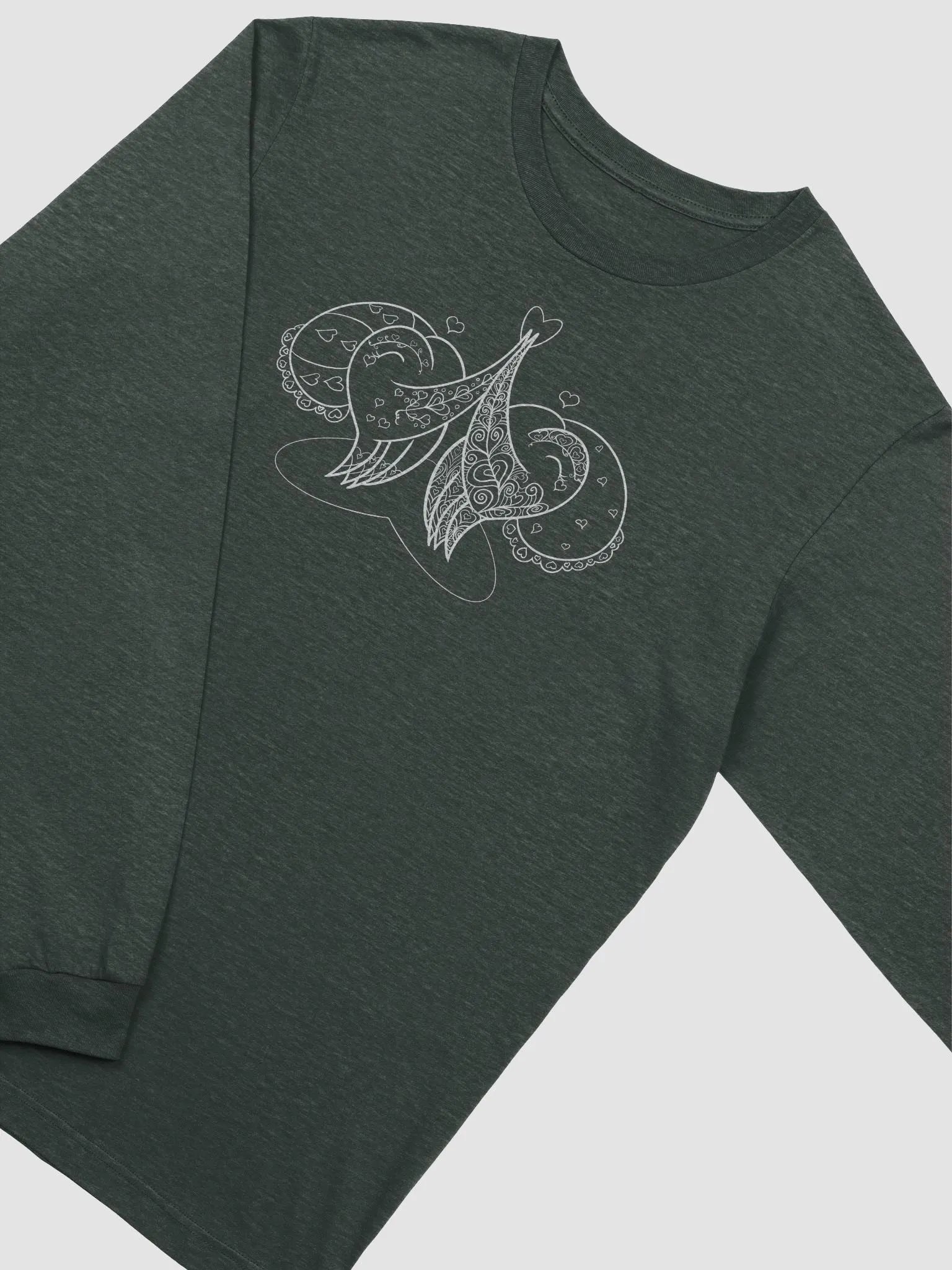 Hearts High Five CuttleCrew- long sleeve tee - White Outline product image (29)