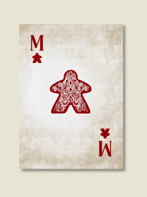 Vintage Meeple Red Ace Playing Card Board Game Room Poster - UNFRAMED product image (1)