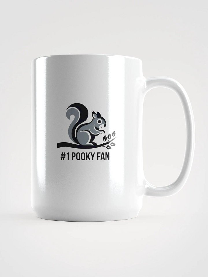 Large Mug: #1 Pooky Fan with Branch and GreyxBlack Pooky on Branch with leaves, All Greyscale product image (1)