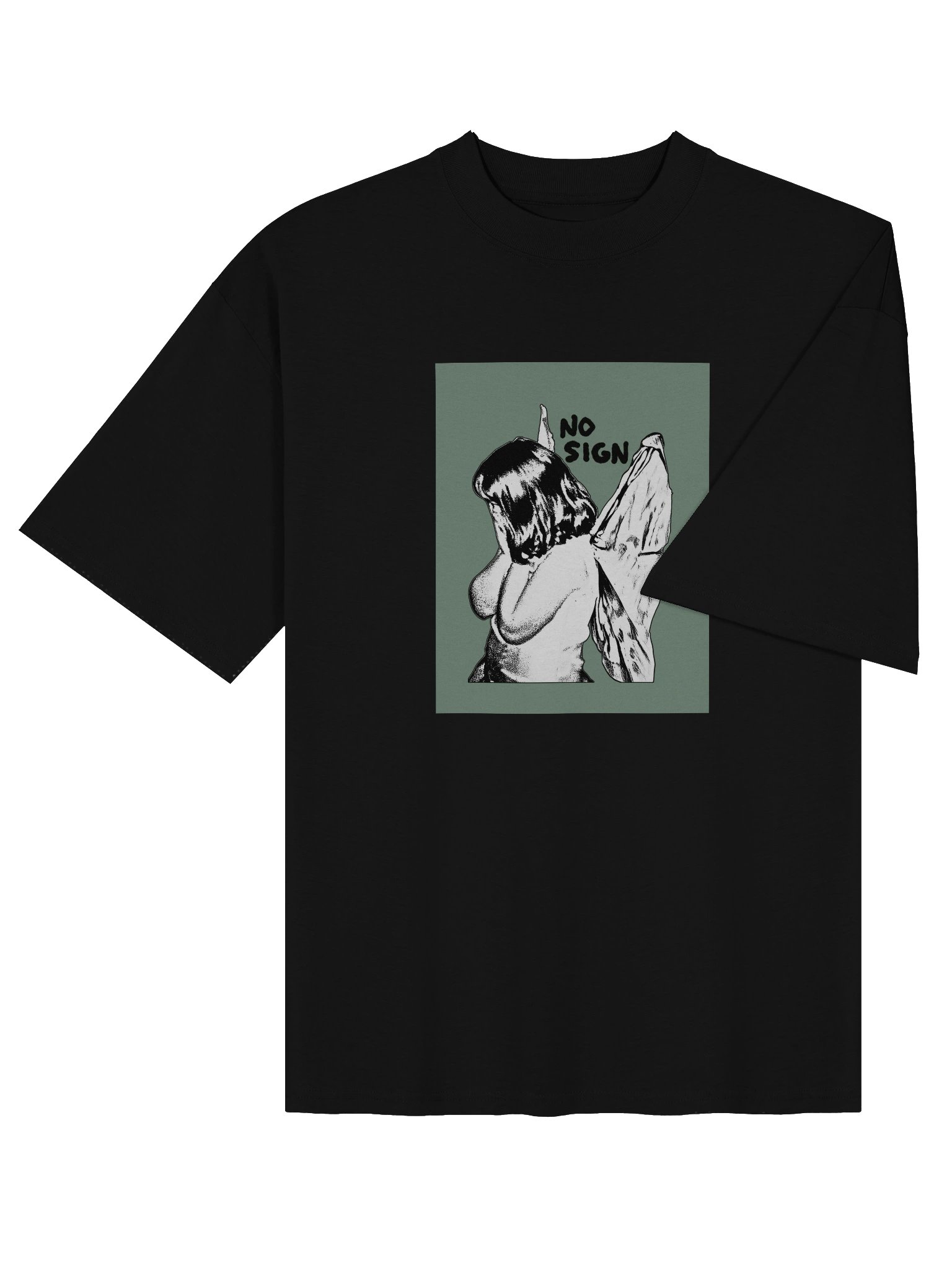 "NO SIGN" green unisex boxy tee product image (10)