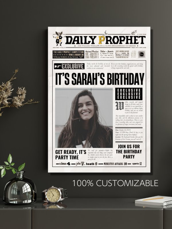 Magical Birthday Party Announcement Newspaper 100% Customizable Template Bundle product image (6)
