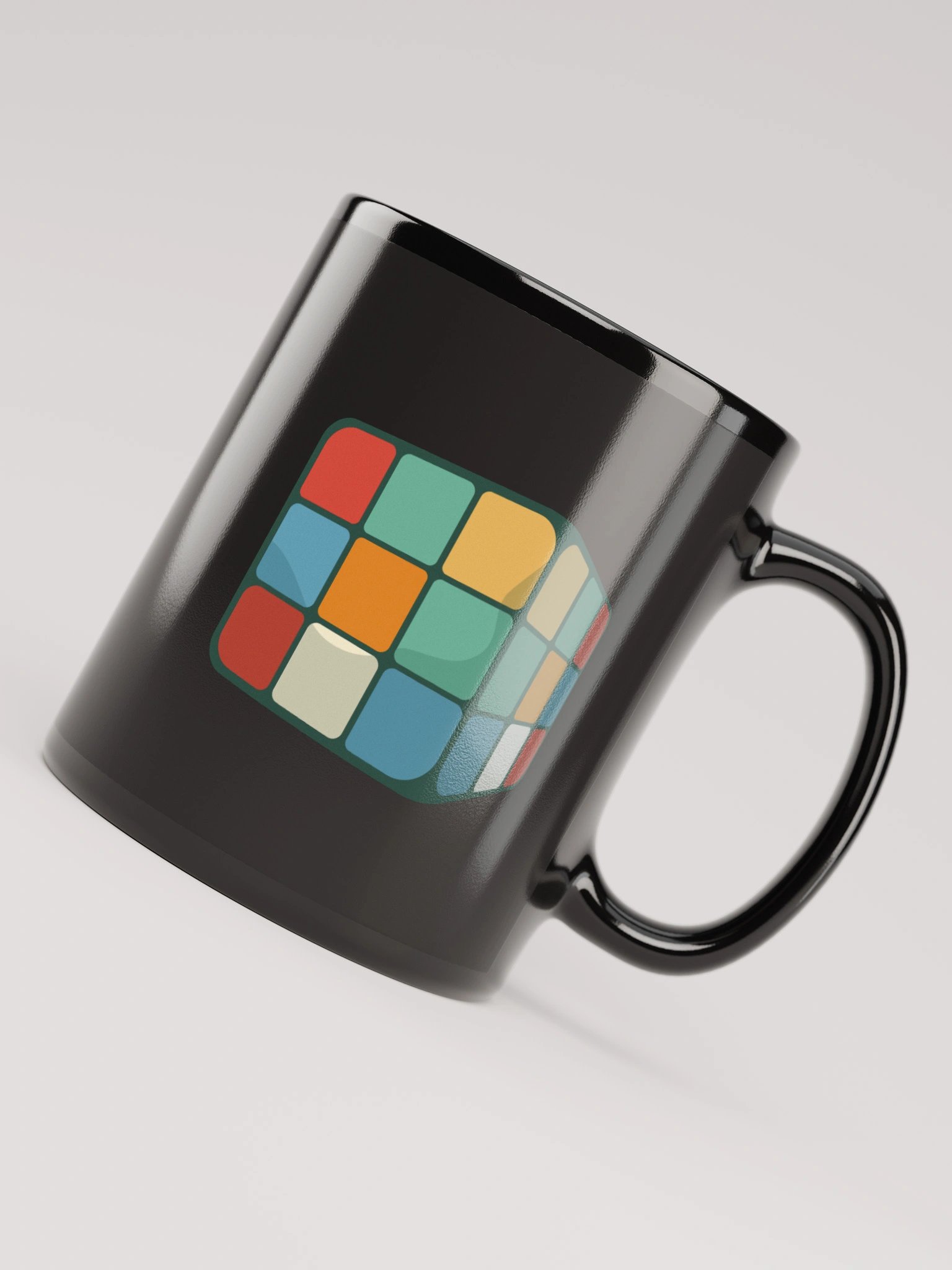 70s Rubiks Cube Black Coffee Mug - Double Sided Print product image (11)