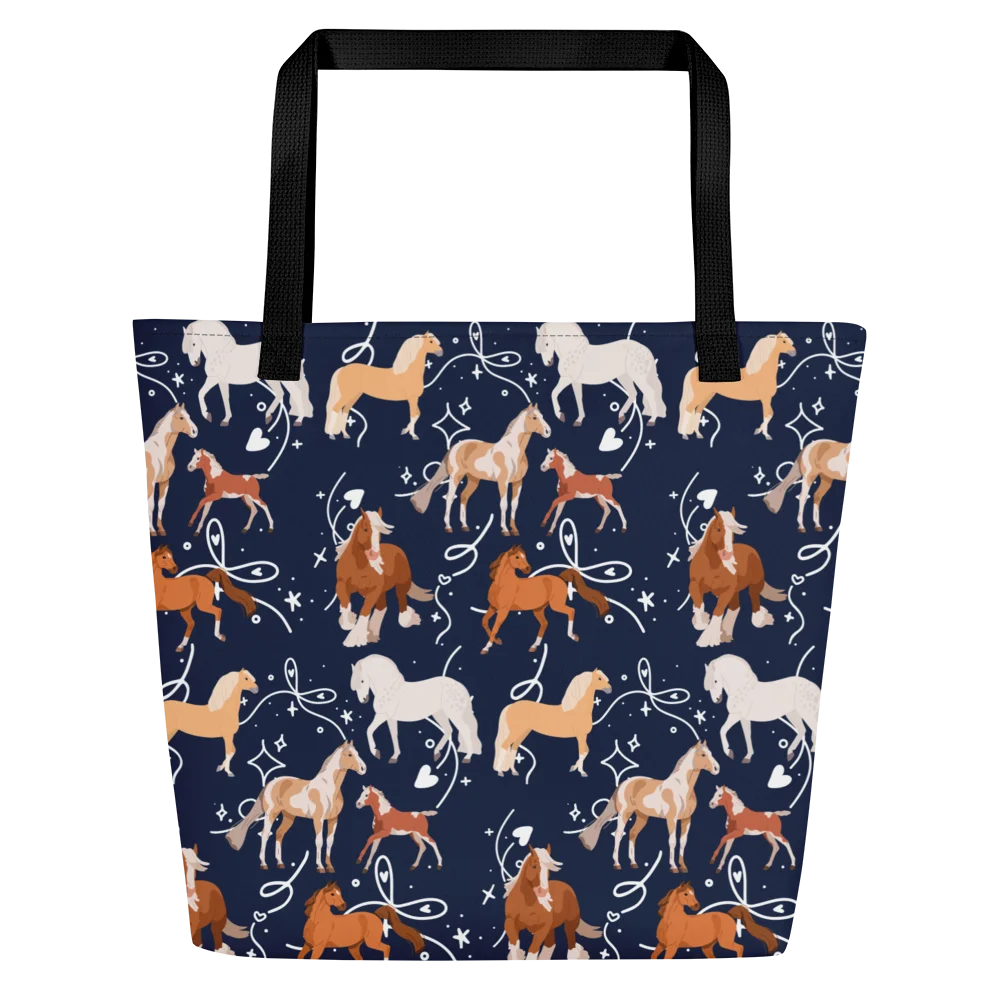 LSP Horse Girl Tote | Navy Equestrian Print Tote Bag product image (3)