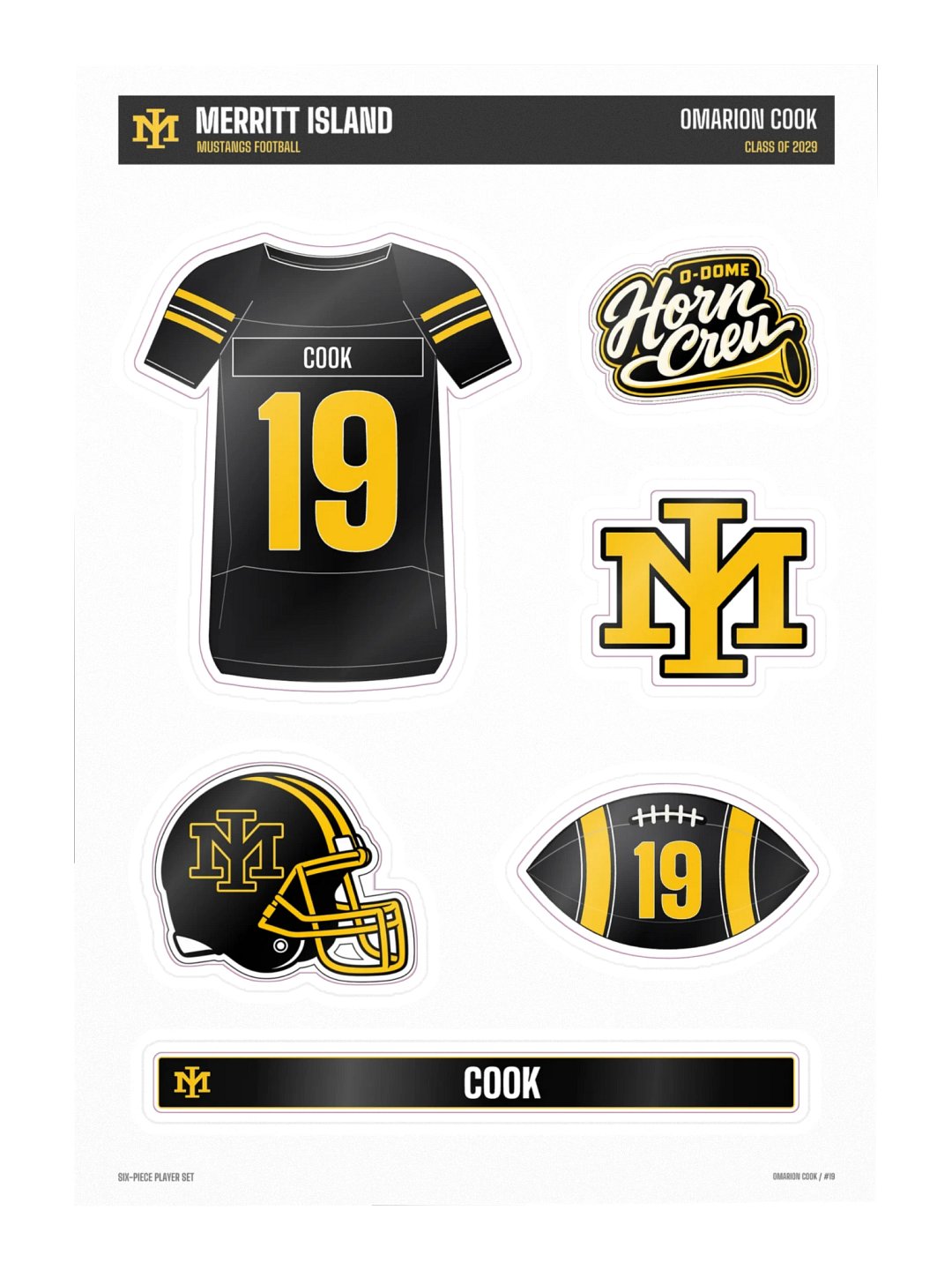 Omarion Cook #19 — Mustangs Sticker Sheet