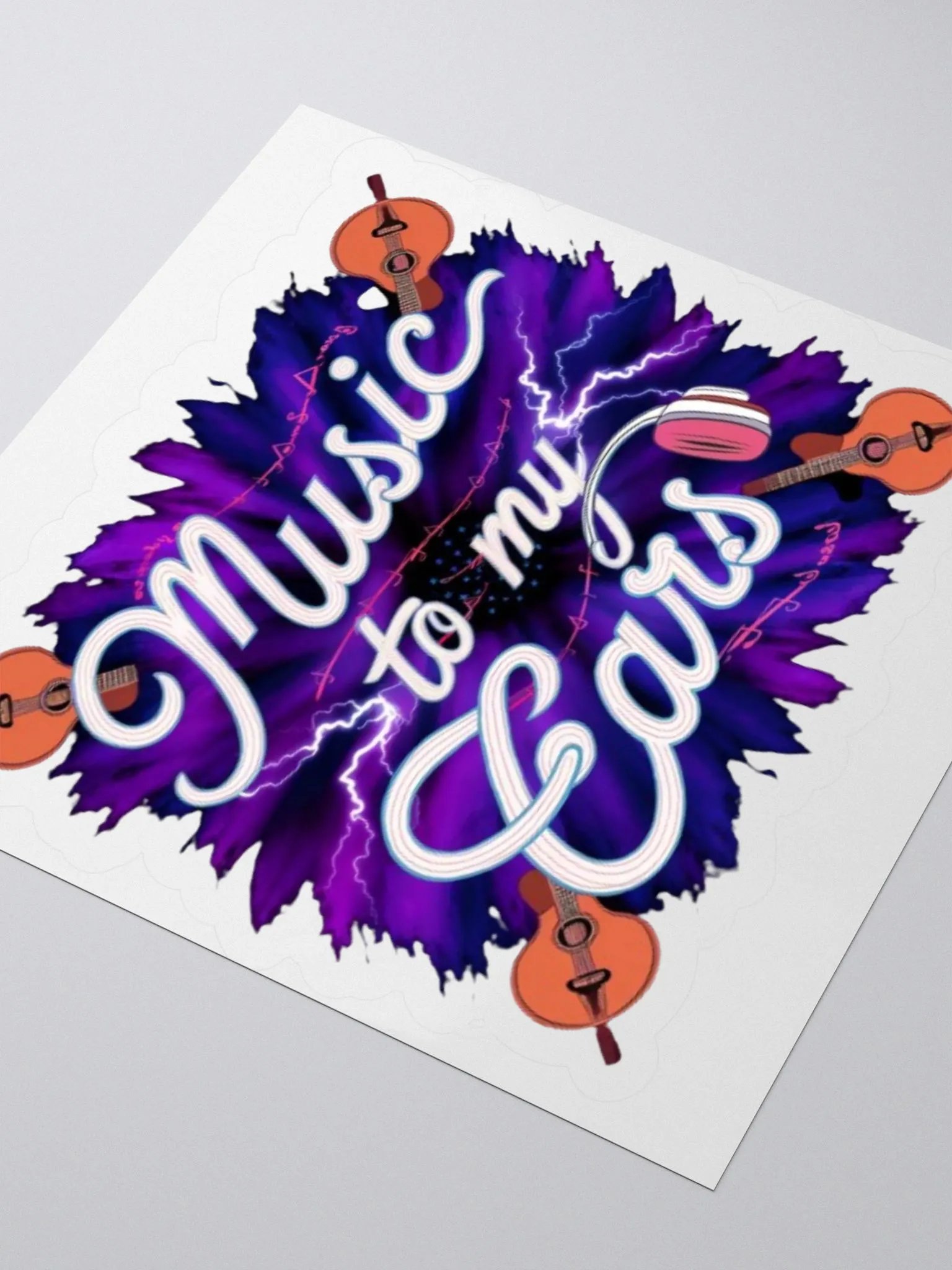 Music to My Ears | Abstract Music Sticker | Guitars & Headphones | Kiss Cut Vinyl product image (3)