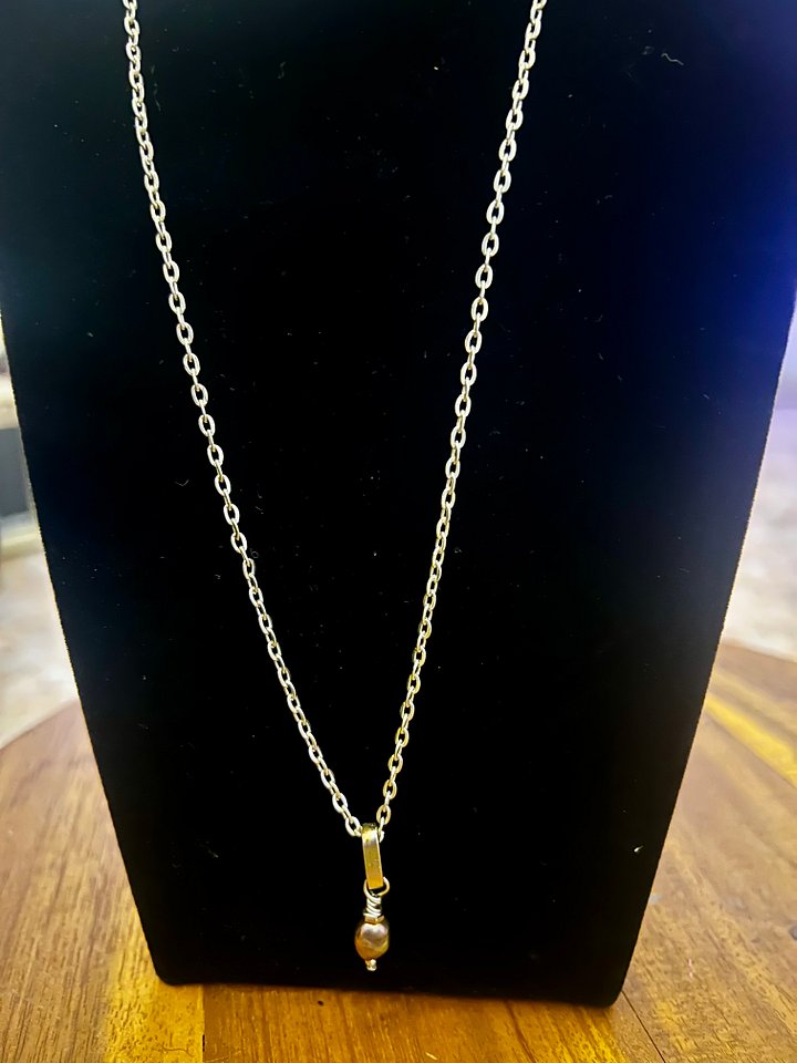 Pearl and Pyrite necklace product image (1)