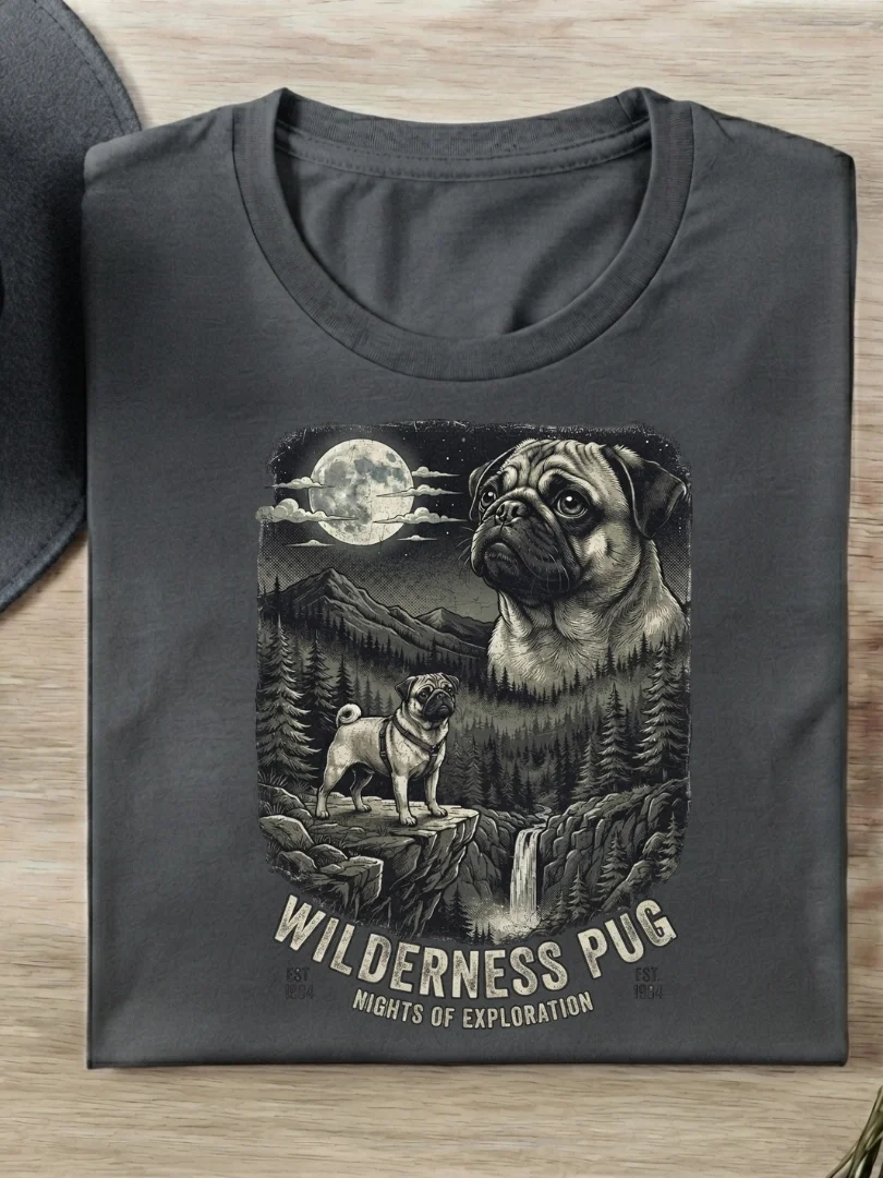 Pug Moon Vintage T-Shirt product image (1)