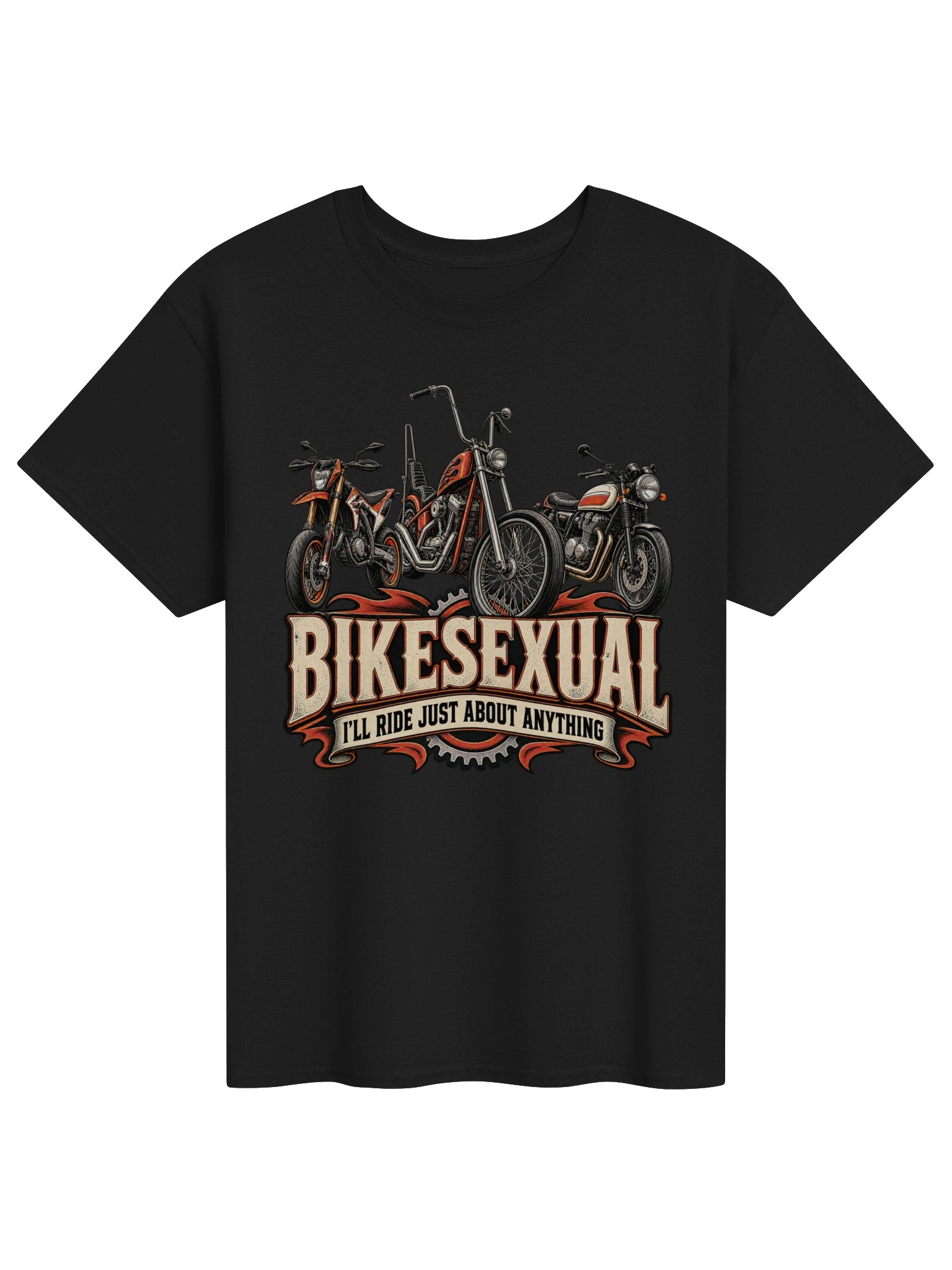 Bikesexual I'll Ride Anything Chopper Motorcycle T-Shirt product image (1)