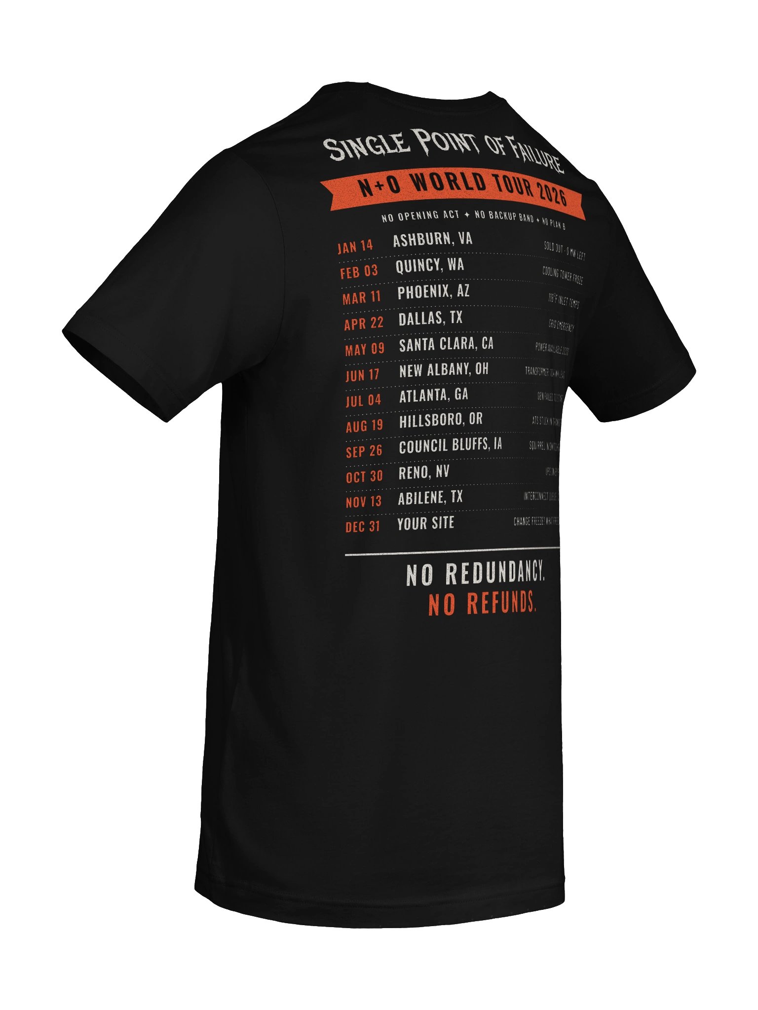 Single Point of Failure: N+0 World Tour - Men's/Unisex Tee product image (8)