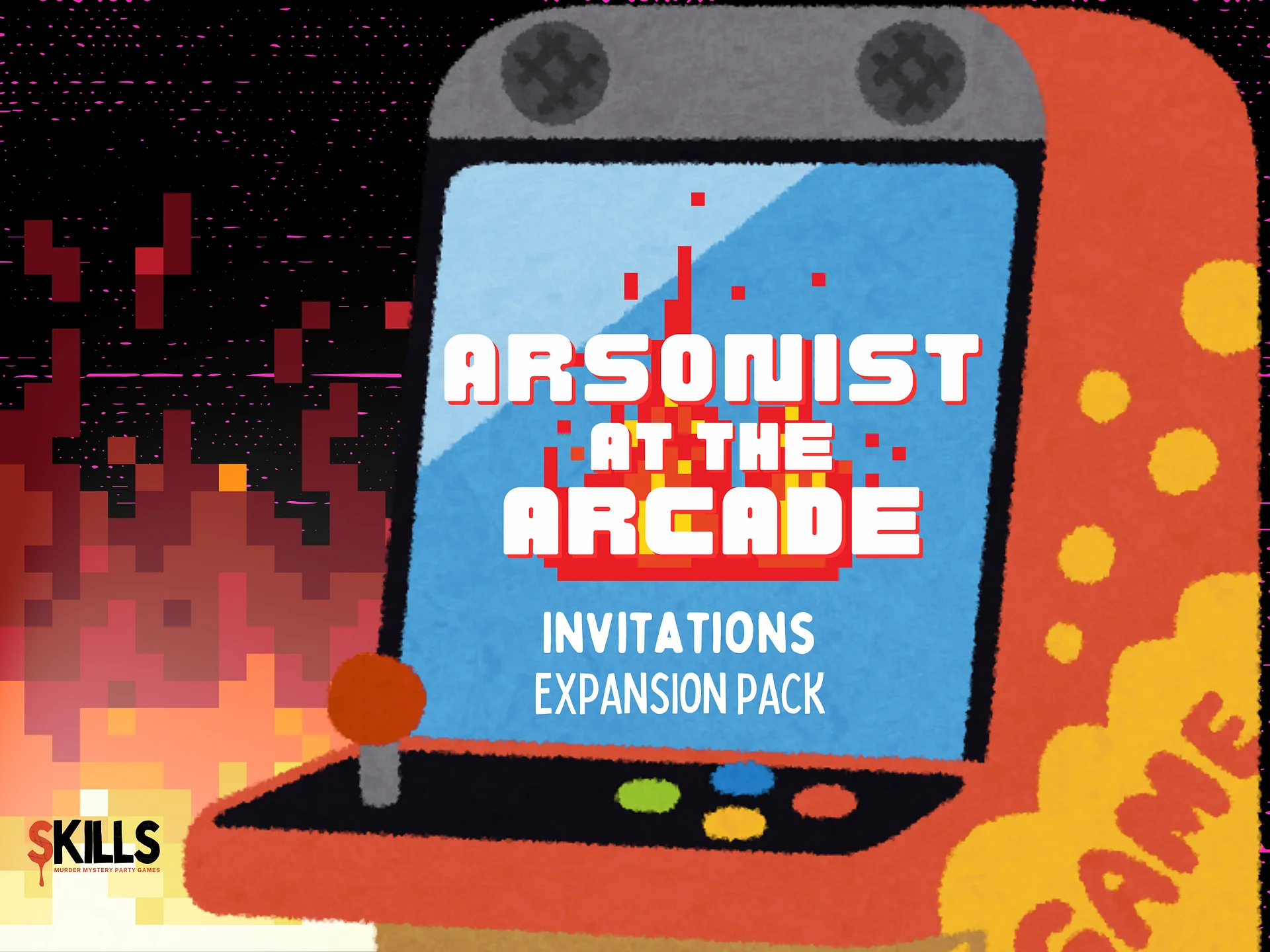 Arsonist at the Arcade - A Family-Friendly Videogame Themed Mystery Party Game - Invitations Add-On product image (1)