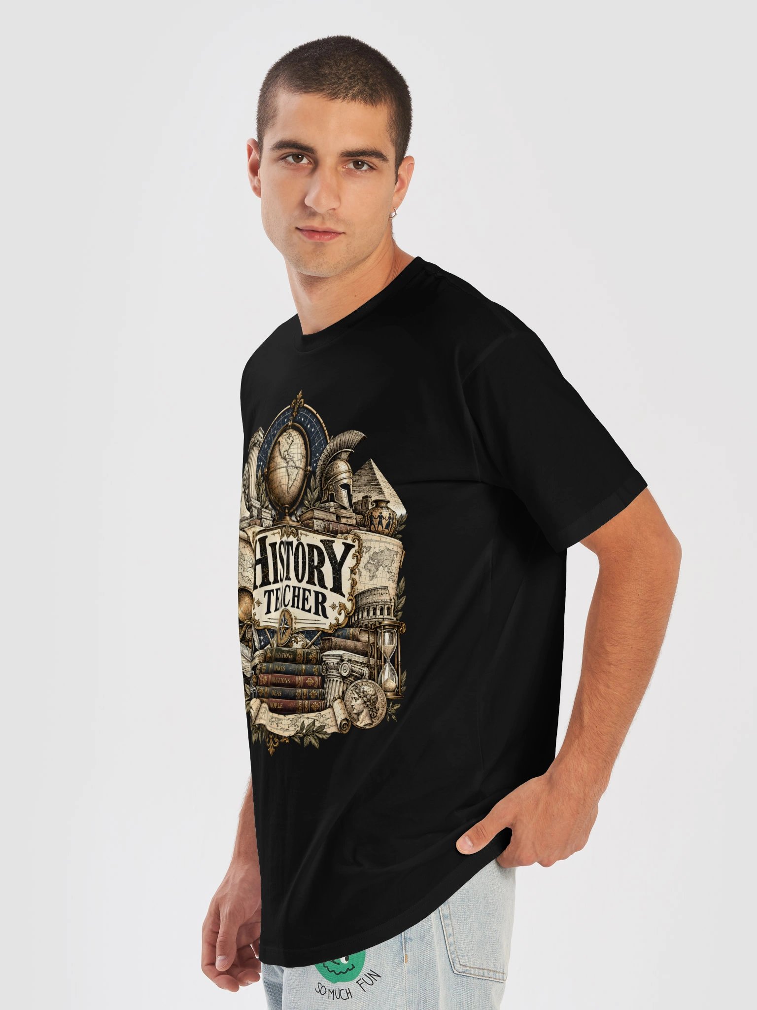 History Teacher Vintage Illustration T-Shirt, Black Heavyweight Cotton product image (10)