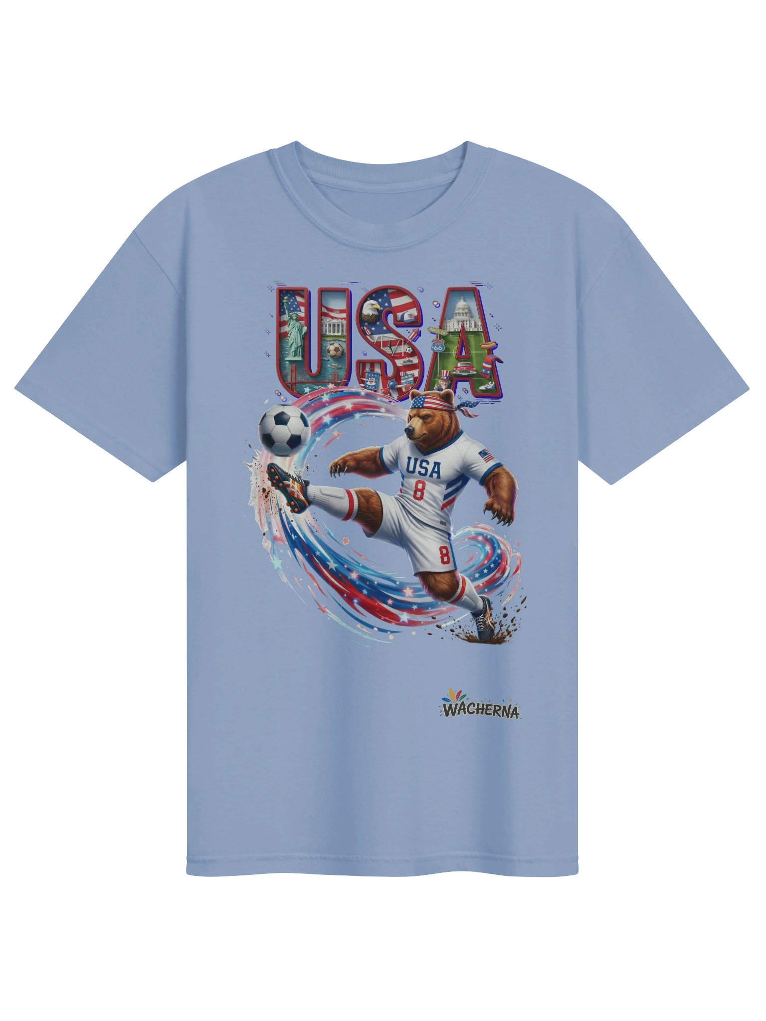 USA Bald Eagle Mascot Fan Art T-Shirt – Vibrant Culture & Soccer Streetwear product image (1)