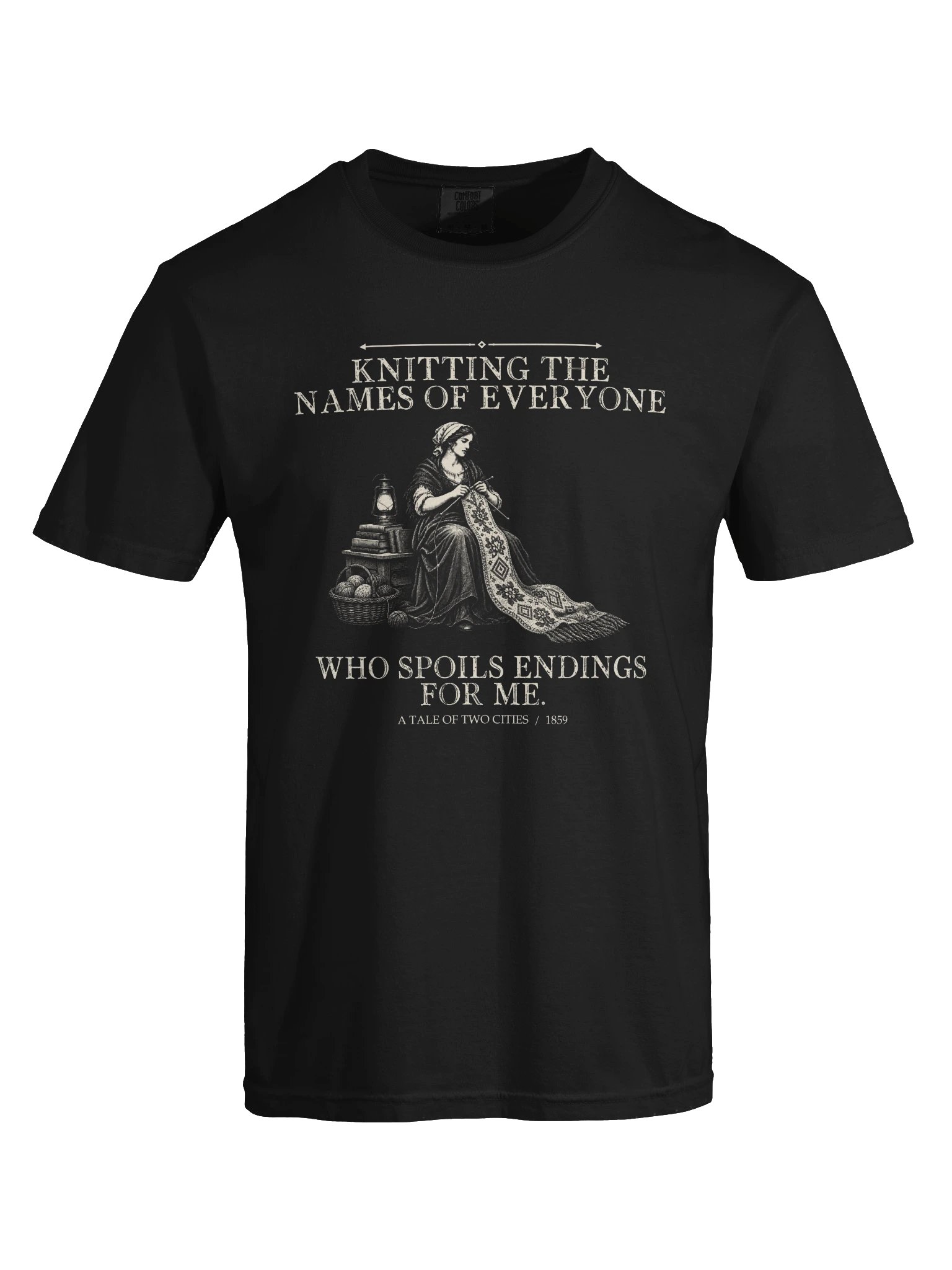 Knitting Names Everyone Who Spoils Endings For -- A Tale of Two Cities Tee (Dark) product image (25)