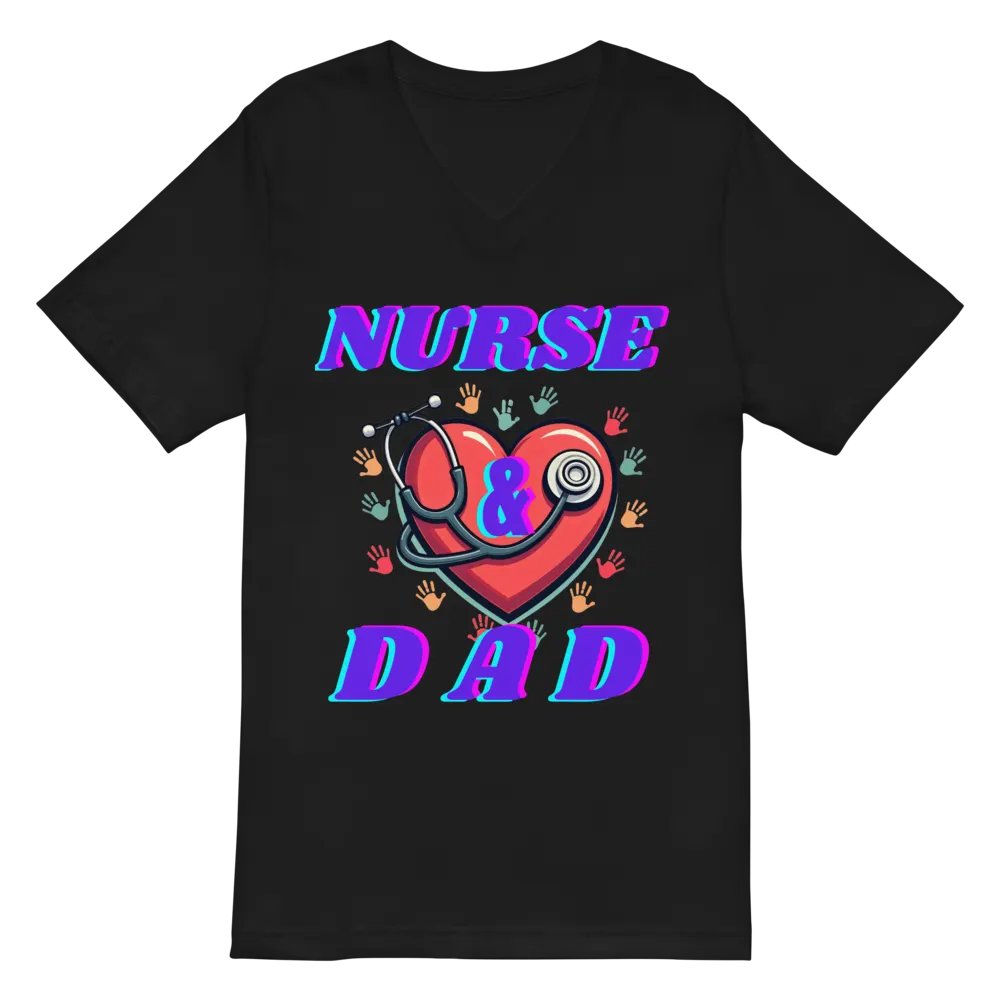 Nurse & Dad Heart Stethoscope v-neck Tee product image (2)
