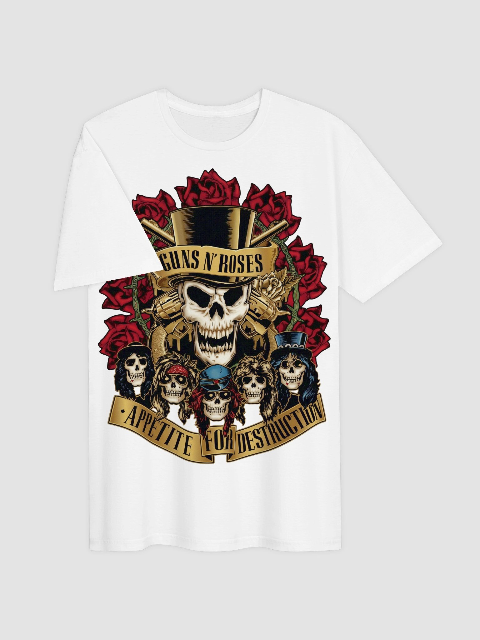 Guns N Roses Appetite for Destruction T-Shirt | Skull Top Hat Band Design | 80s Rock Vintage Graphic Tee product image (2)