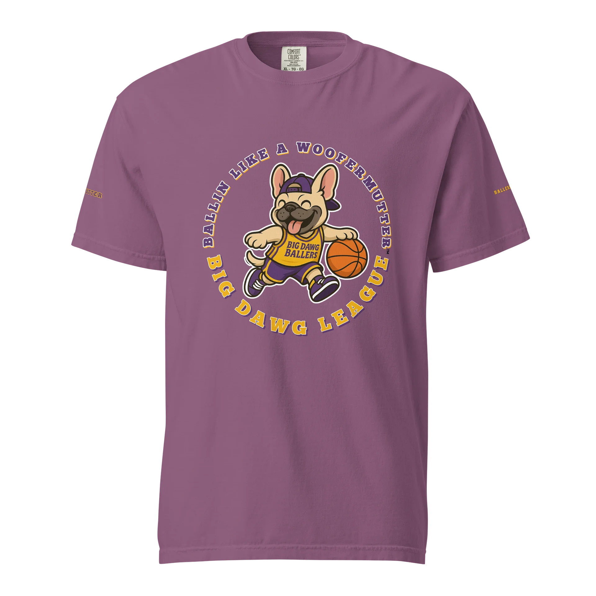 French Bulldog Ballin Like A WooferMutter™ Unisex Garment-Dyed Heavyweight T-Shirt product image (2)