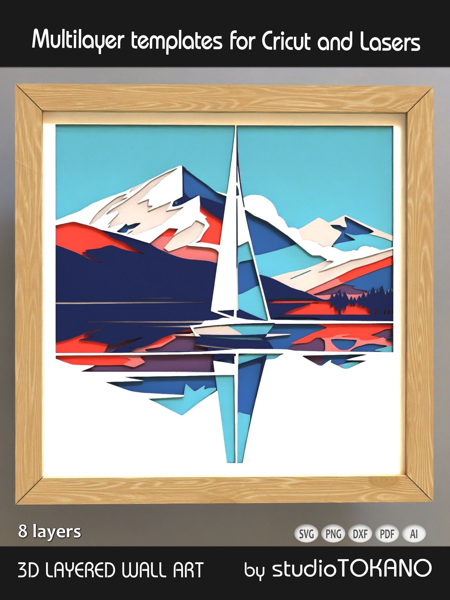 Sailboat 3D Layered SVG product image (1)