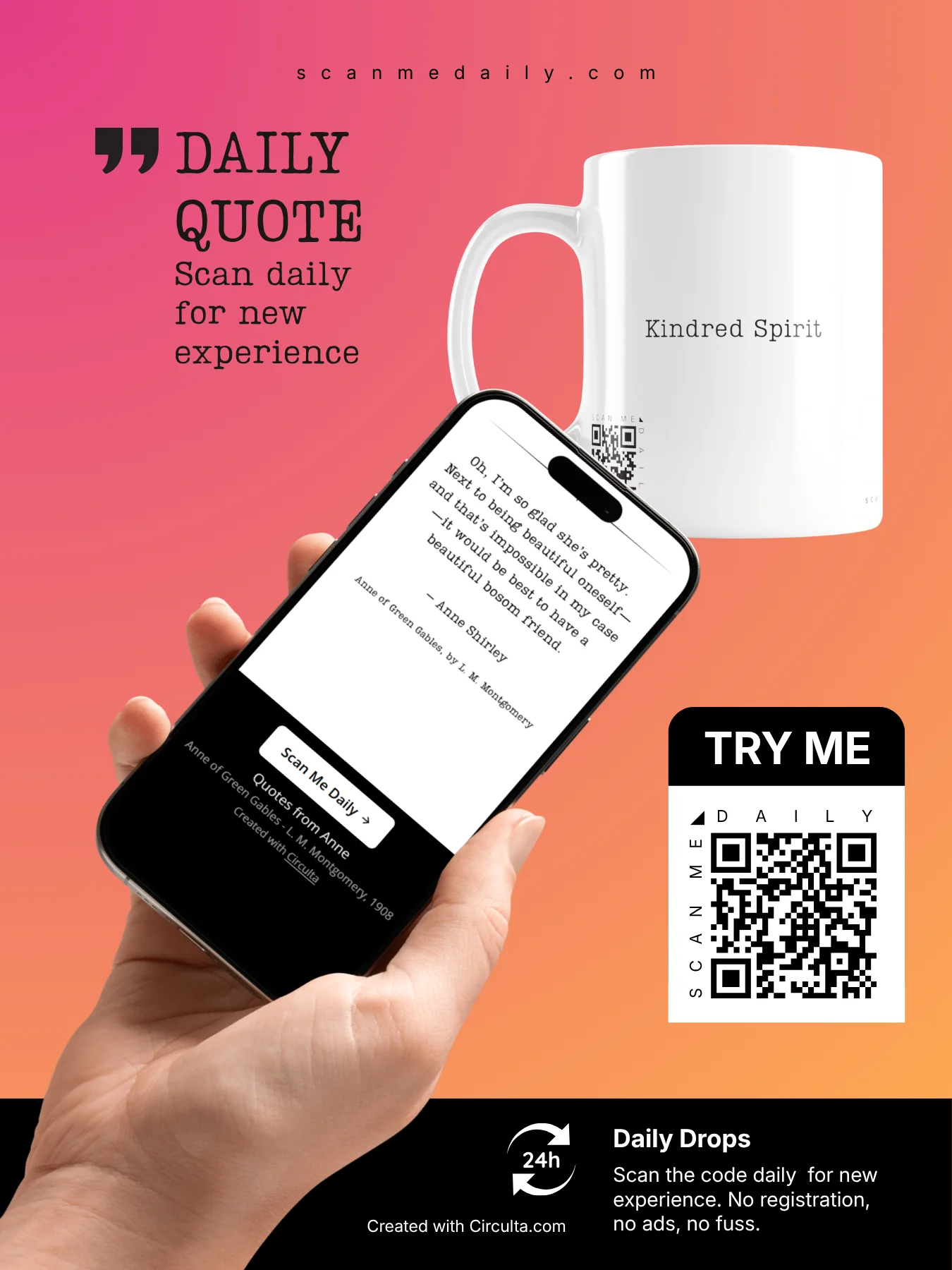 <i>Dear</i> • QR Mug<br /> With 160 Daily Quotes<br /> <small>Quotes from beloved novel<br />Anne of Green Gables (1908)</small> product image (3)