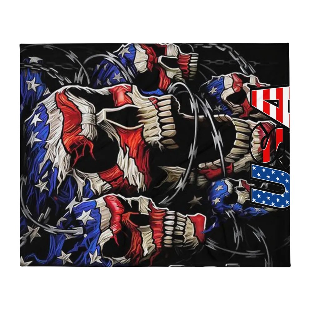 Patriotic Skulls Throw Blanket product image (1)