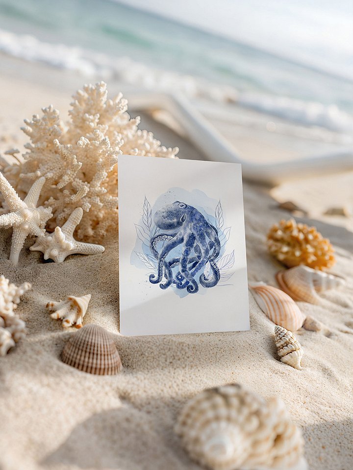 Inky Octopus Blue Toned Print product image (2)