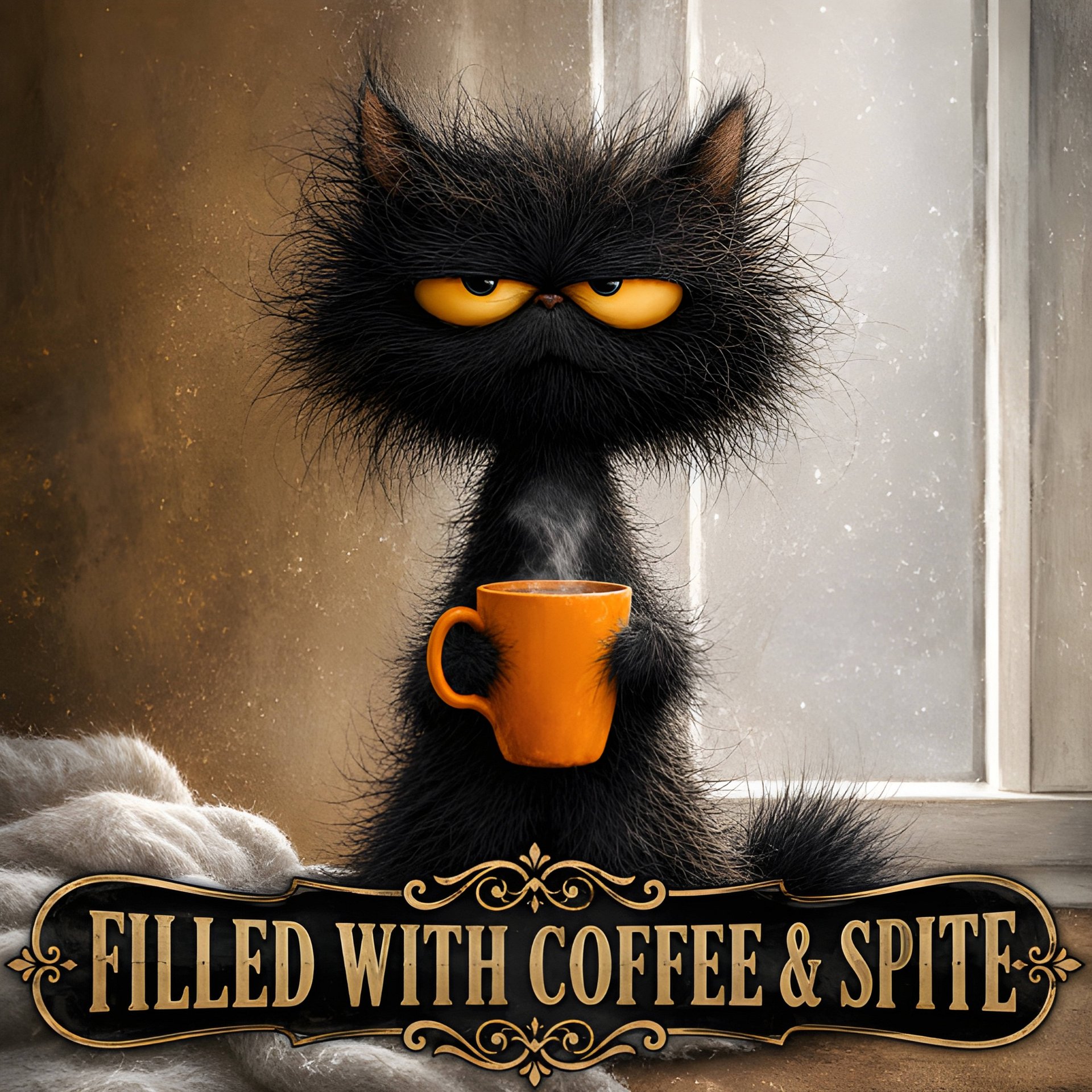 Funny Black Cat Coffee Mug | Filled With Coffee & Spite | Grumpy Cat Halloween Mug | Dark Humor Gift product image (2)
