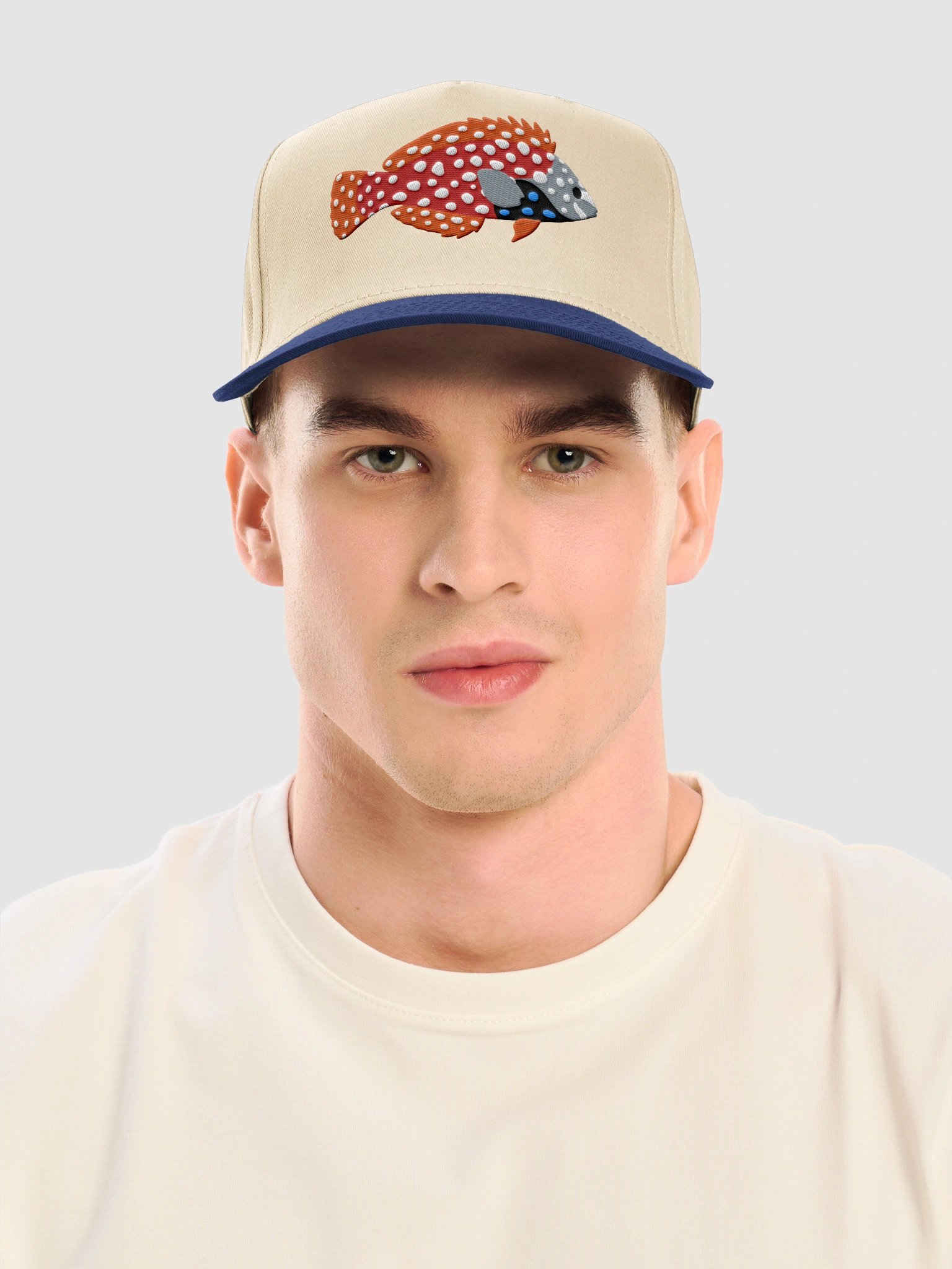 Blue Star Leopard Wrasse Embroidered Mid-Profile Baseball Cap | Saltwater Reef Aquarium Fish Hat product image (2)