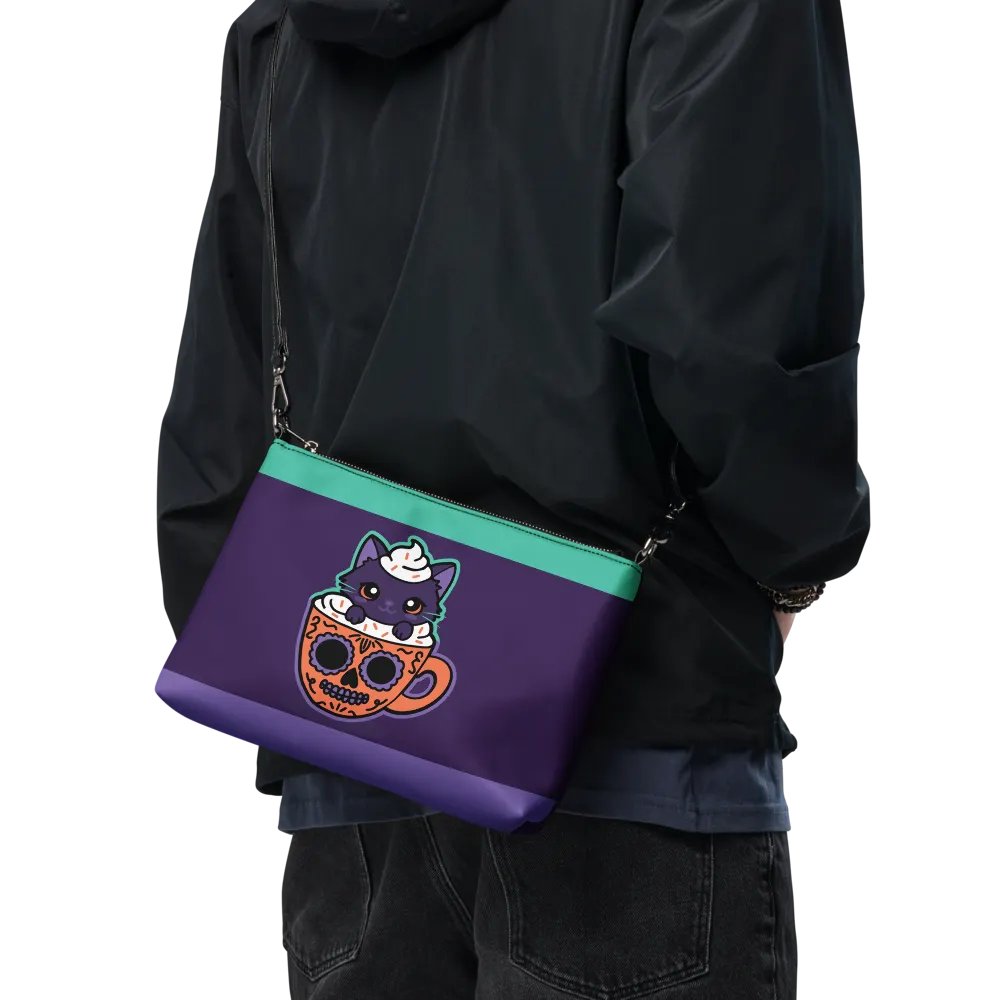 Sugar Skull Kitten Mug Flip-Sided Faux Leather Crossbody Bag product image (11)