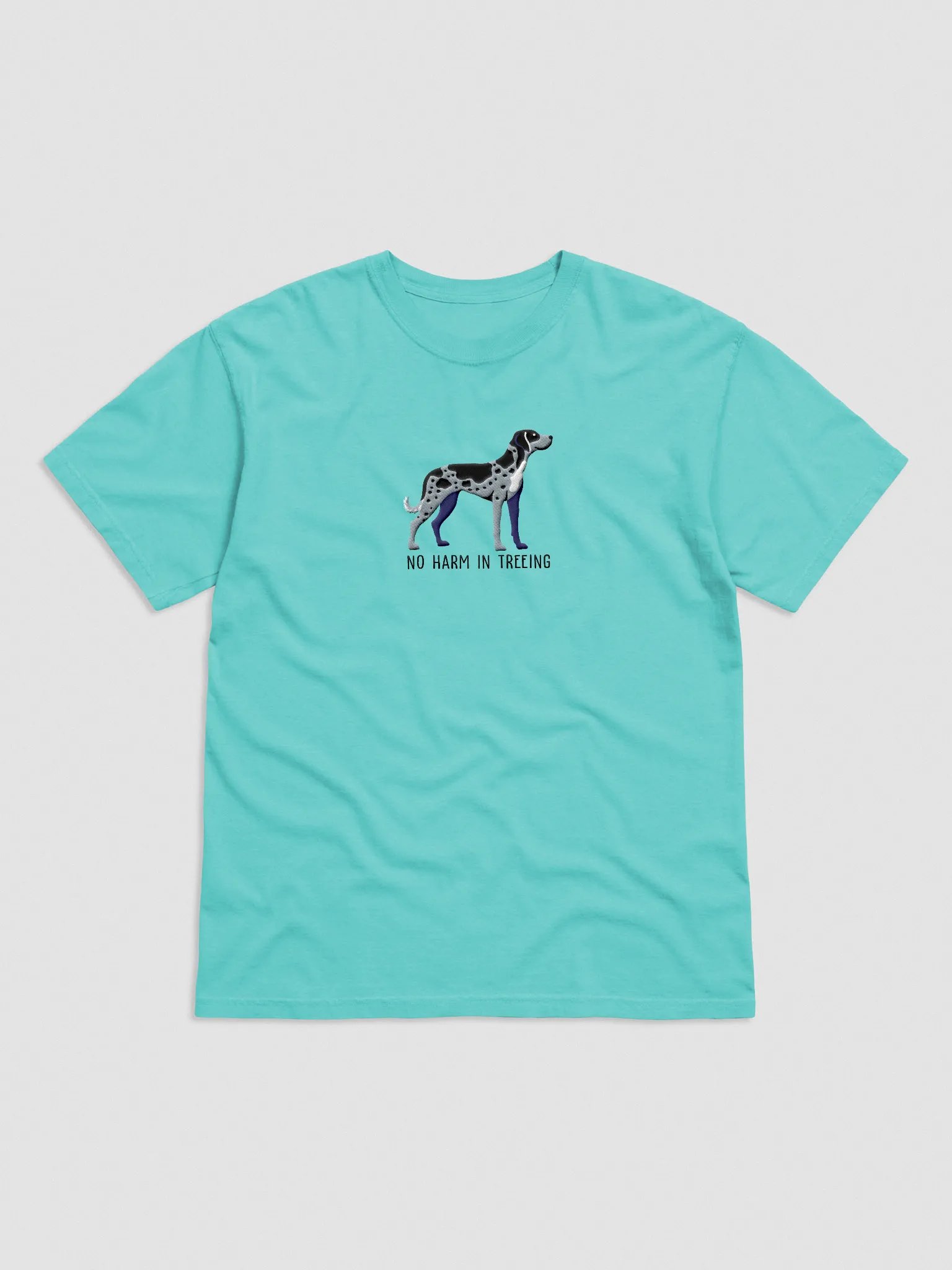 No Harm Treeing T-Shirt(Embroidered) of a Catahoula Leopard Dog(Blue Leopard) product image (4)