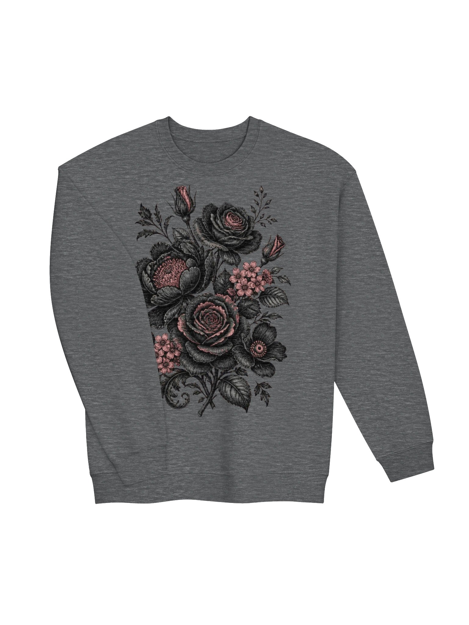 Midnight Bloom Crewneck, Victorian-Inspired Gothic Roses & Botanicals product image (4)