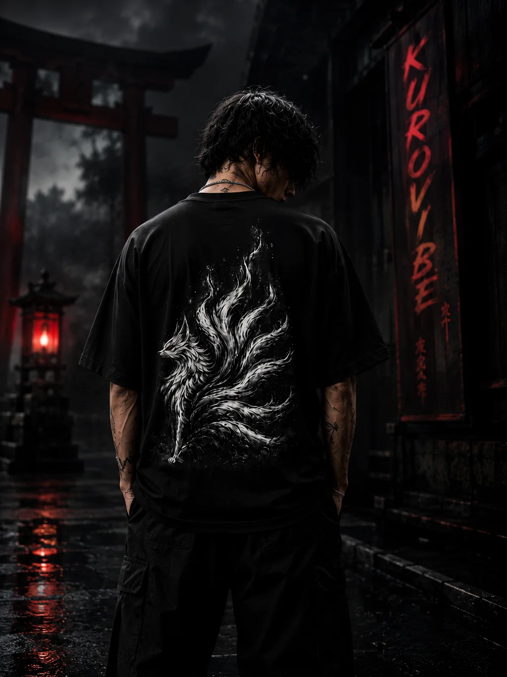 Void Kitsune Oversized Anime T-Shirt | KuroVibes product image (1)
