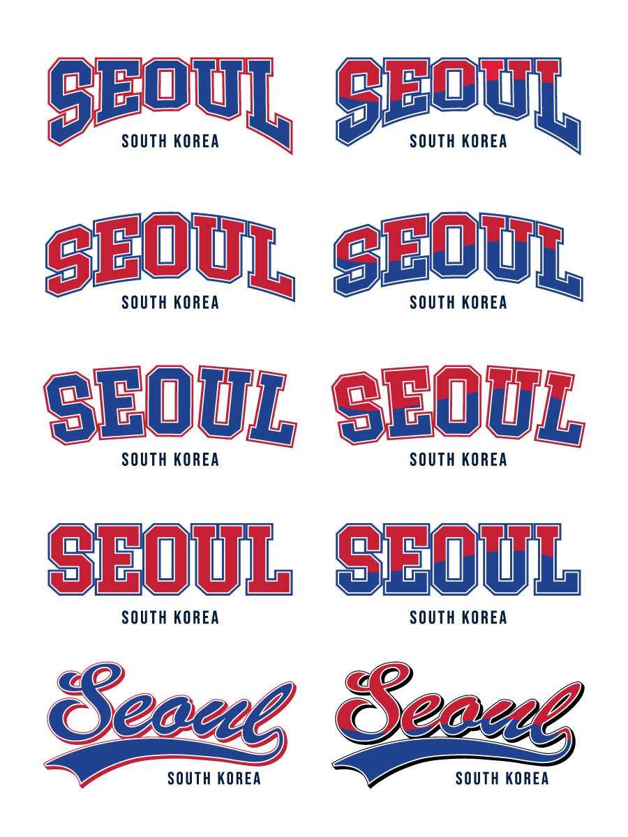 Seoul South Korea Varsity Typography Set | 서울 바시티 타이포그라피 벡터 디자인 product image (1)