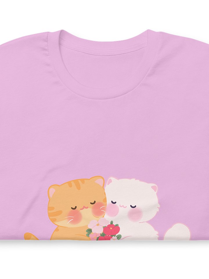 Cat Duo with Flower Bouquet Soft Cotton Unisex T-shirt product image (2)