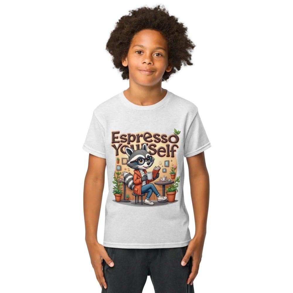 Espresso Yourself Raccoon Youth Sports Tee product image (9)
