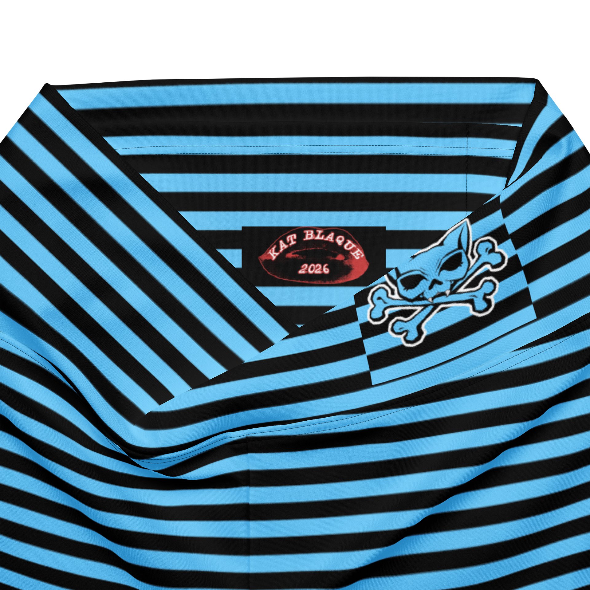 Blue and Blaque Stripped Kat Skull Flares product image (7)