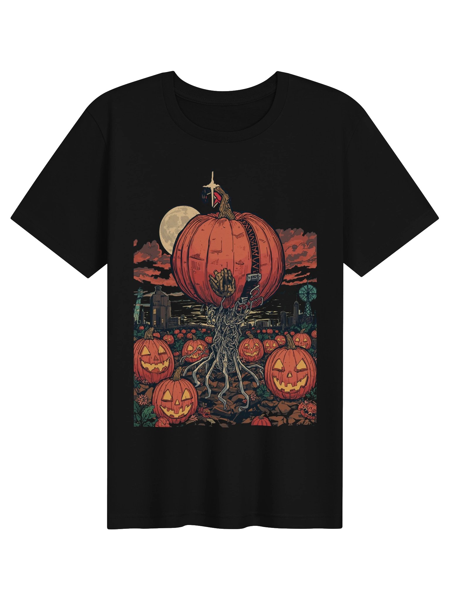 Moonlit Pumpkin City Halloween Lightweight T-Shirt product image (1)