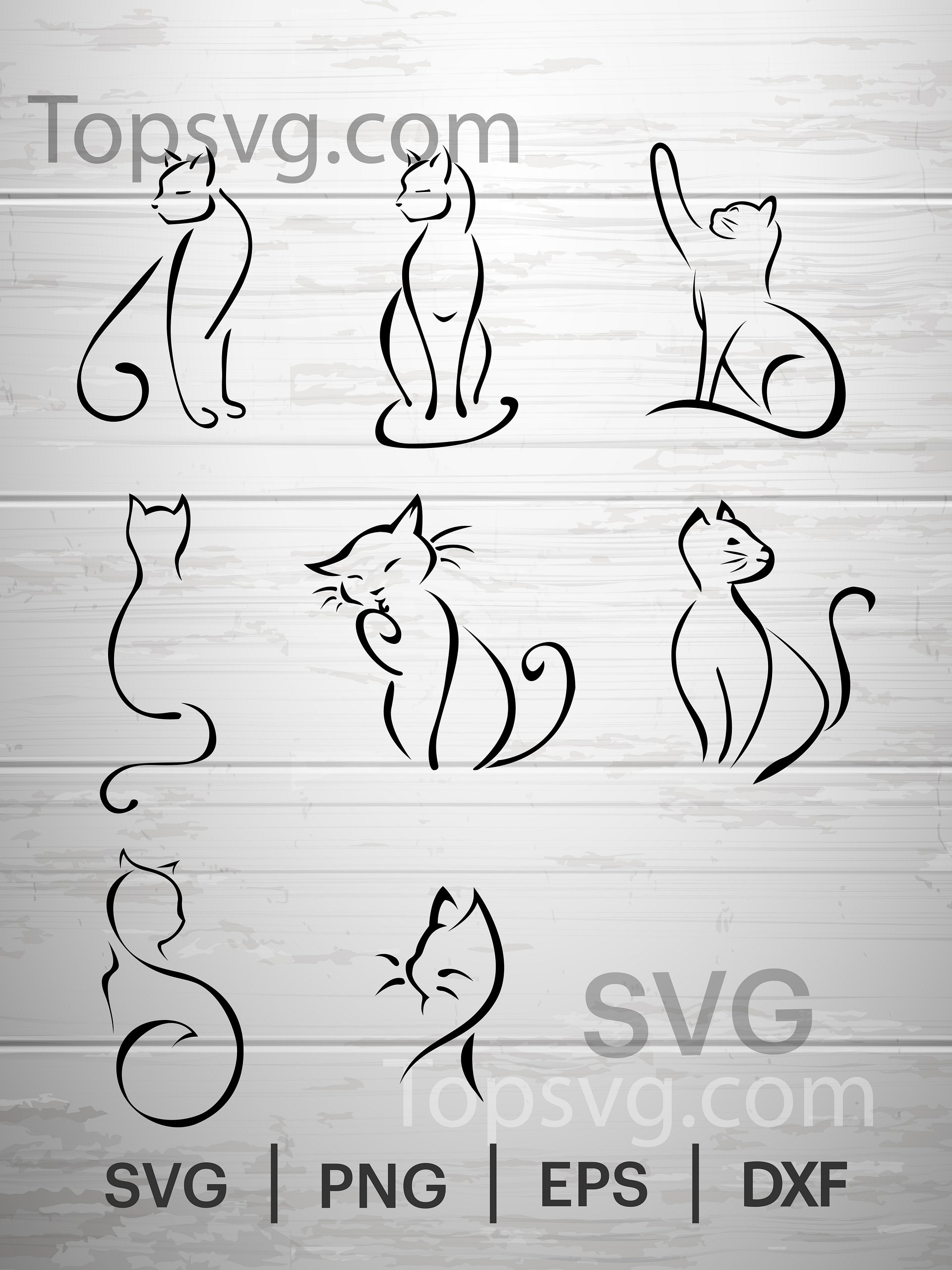 Cat SVG, Cat svg Bundle, Vector, Cats illustration, cats drawing Png, Silhouette, meow line art, Shirt, Cricut Cutting File. kitten Isolated product image (1)